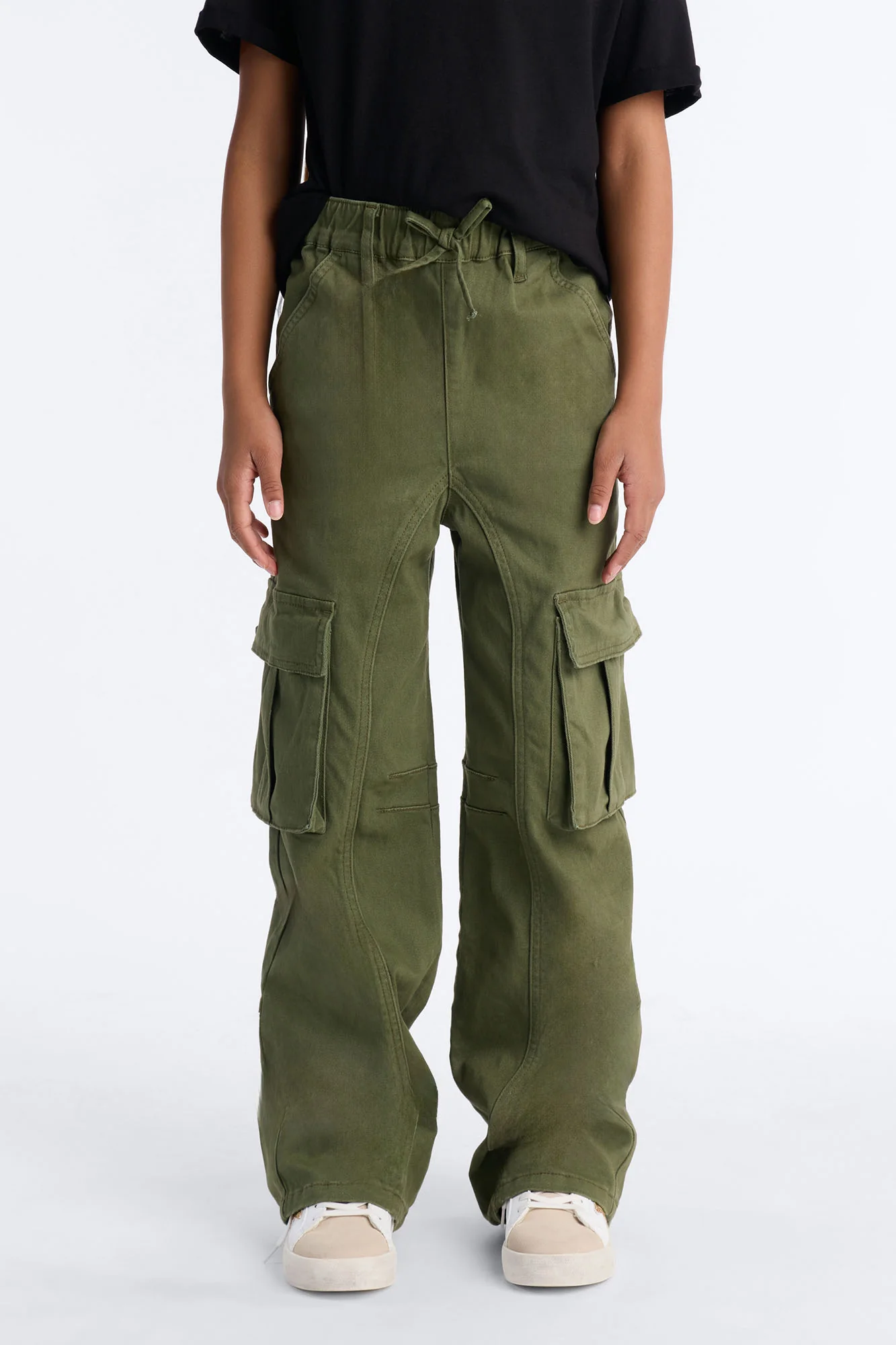 Mini Portland Washed Cargo Pant - Military Green - Image 2