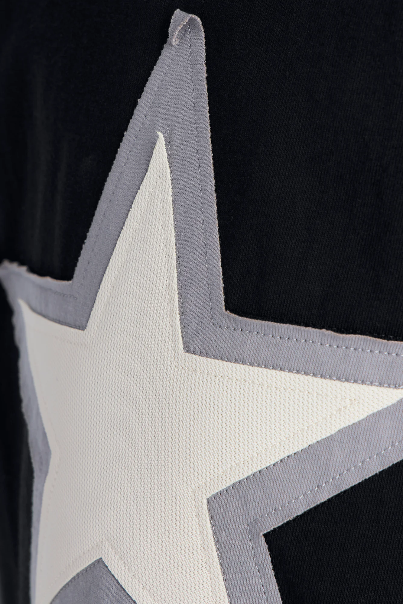 Mini Premium Oversized Star Patch Short Sleeve Tee - Black - Image 3