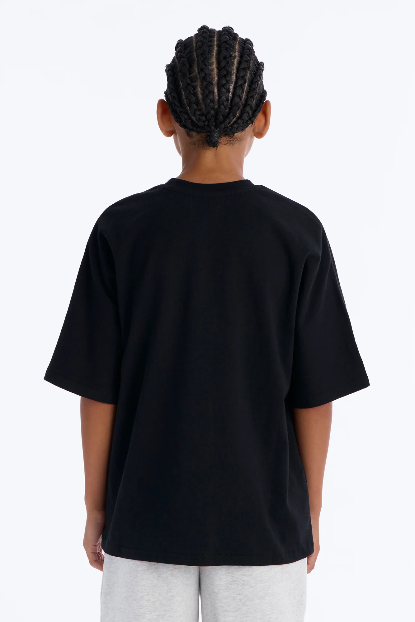Mini Premium Oversized Star Patch Short Sleeve Tee - Black - Image 4