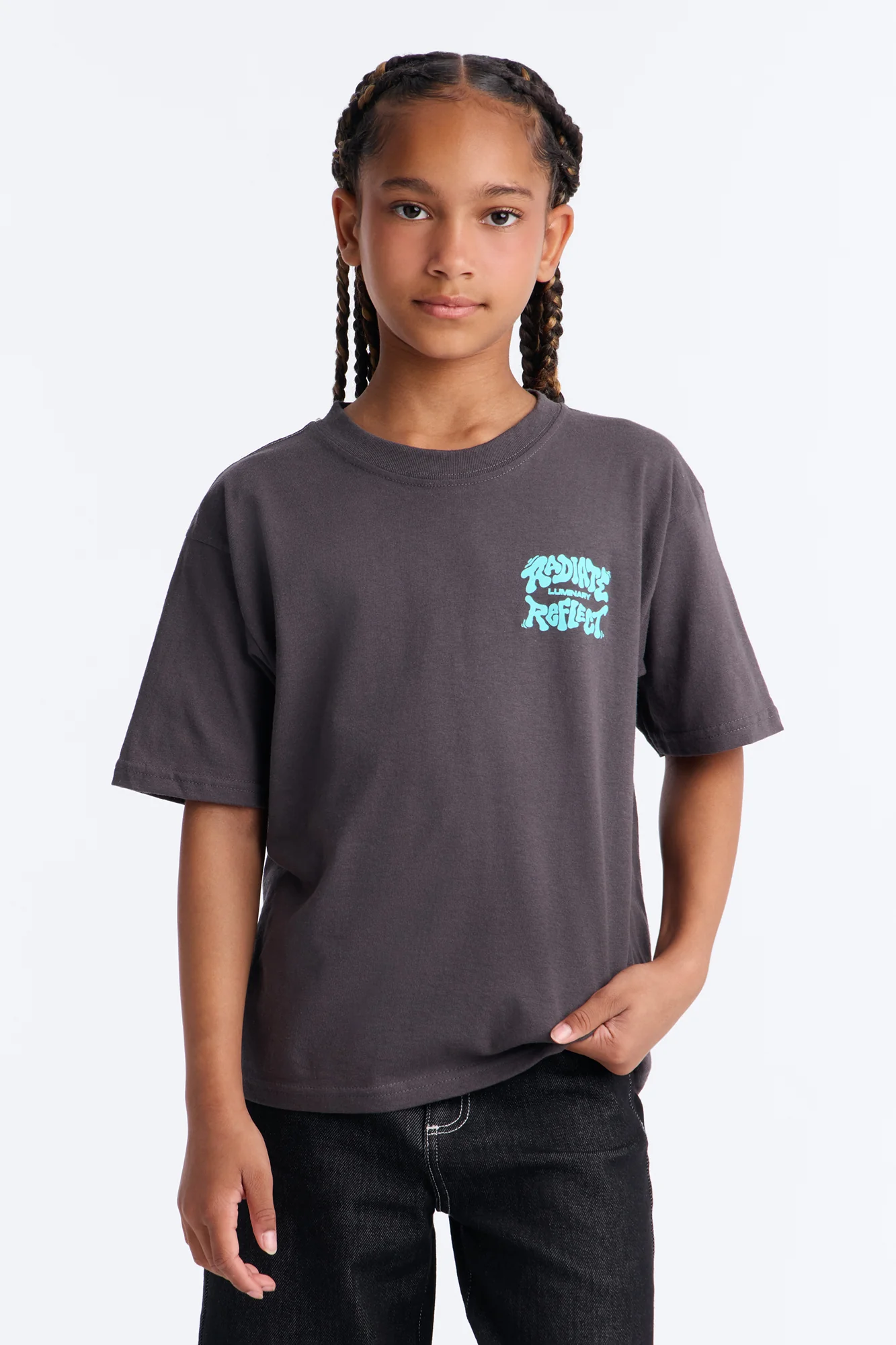 Mini Radiate Power Reflect Love Short Sleeve Tee - Charcoal - Image 4