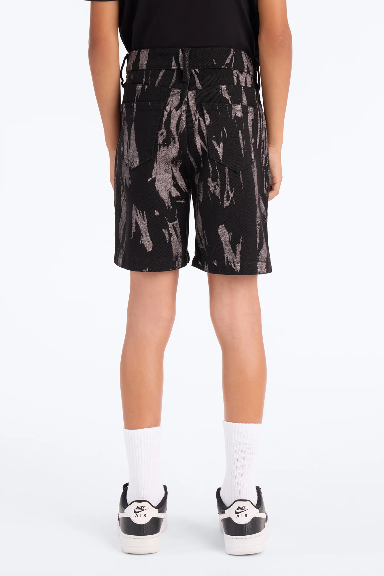 Mini Relaxed Blackout Stripes Denim Short - Black/White - Image 3