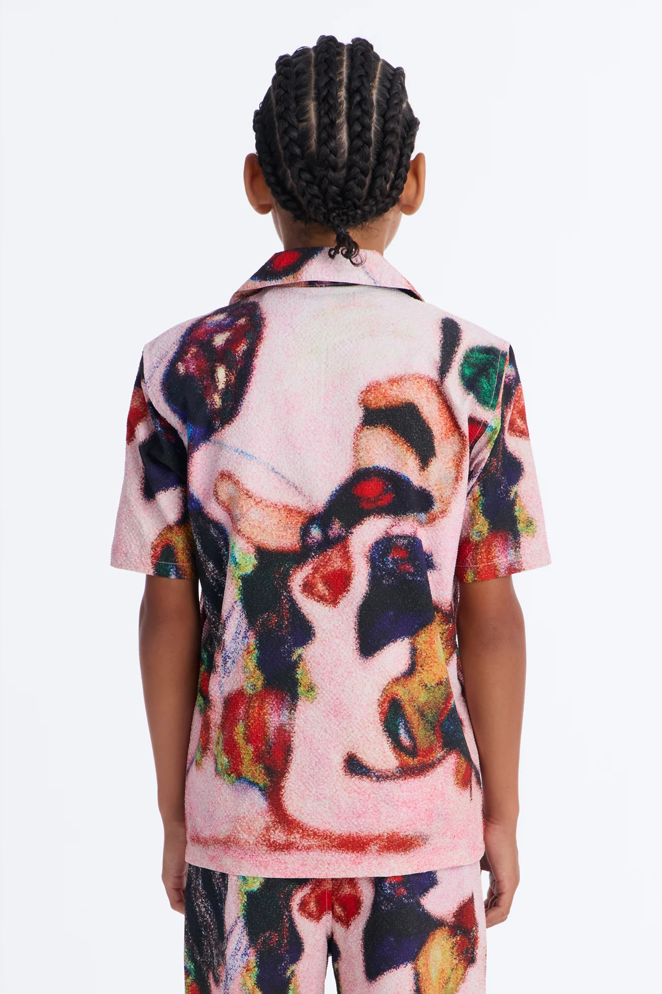 Mini Relaxed Euphoric Blur Seersucker Cuban Button Up Shirt - Multi Color - Image 4