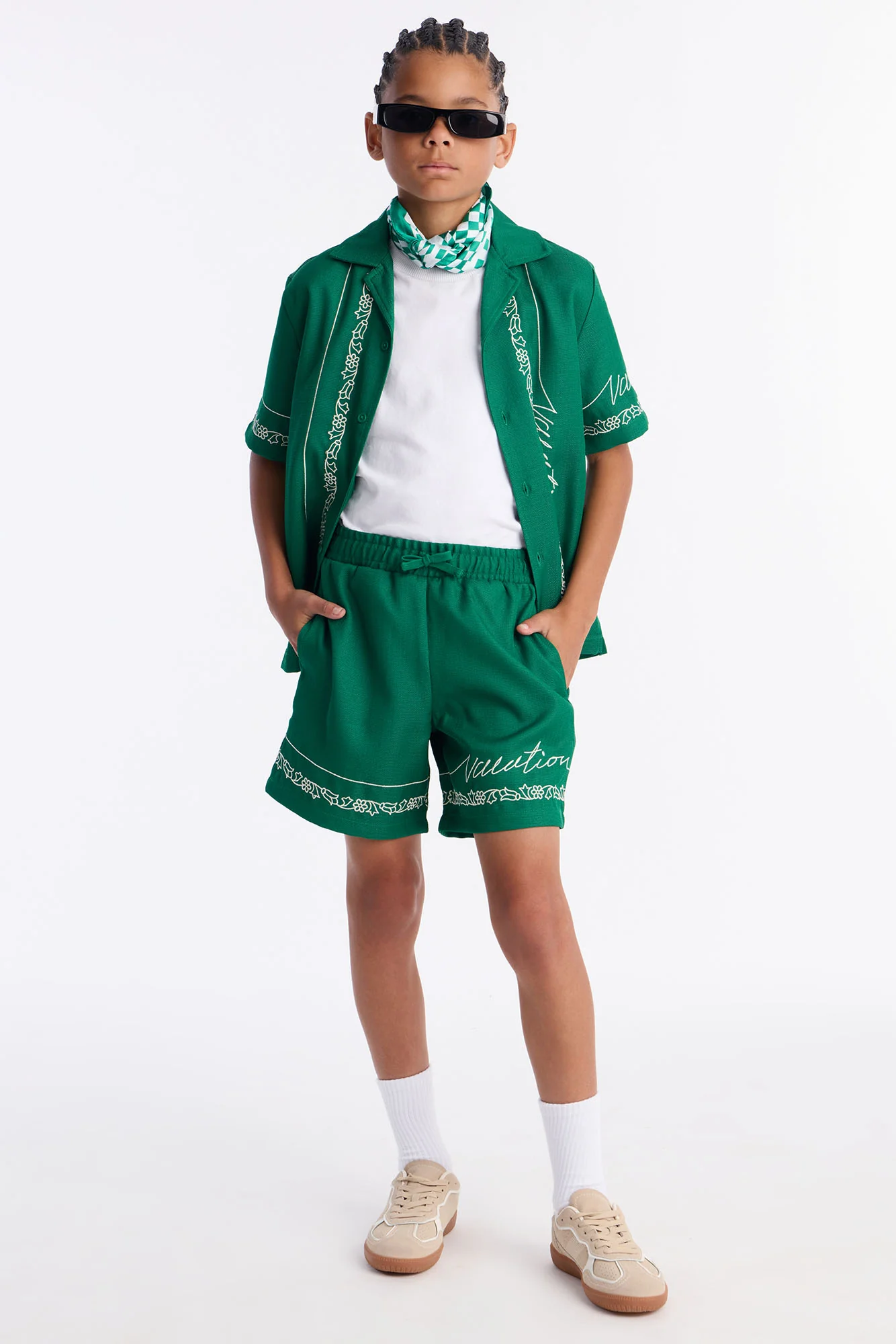 Mini Relaxed Kingston Embroidered Short - Green - Image 2