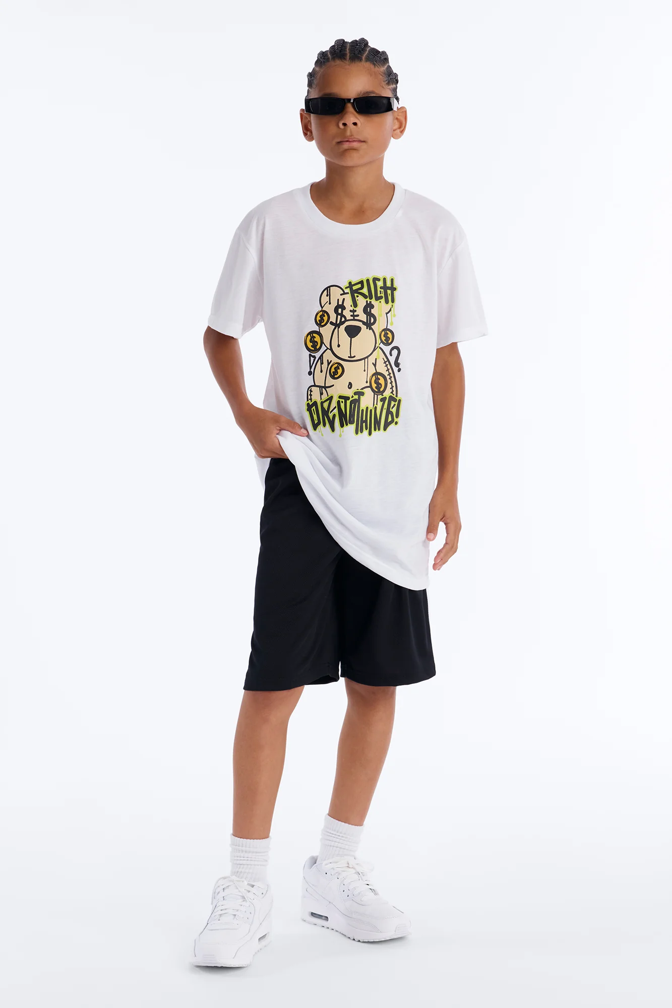 Mini Rich Or Nothing Short Set - White/Black