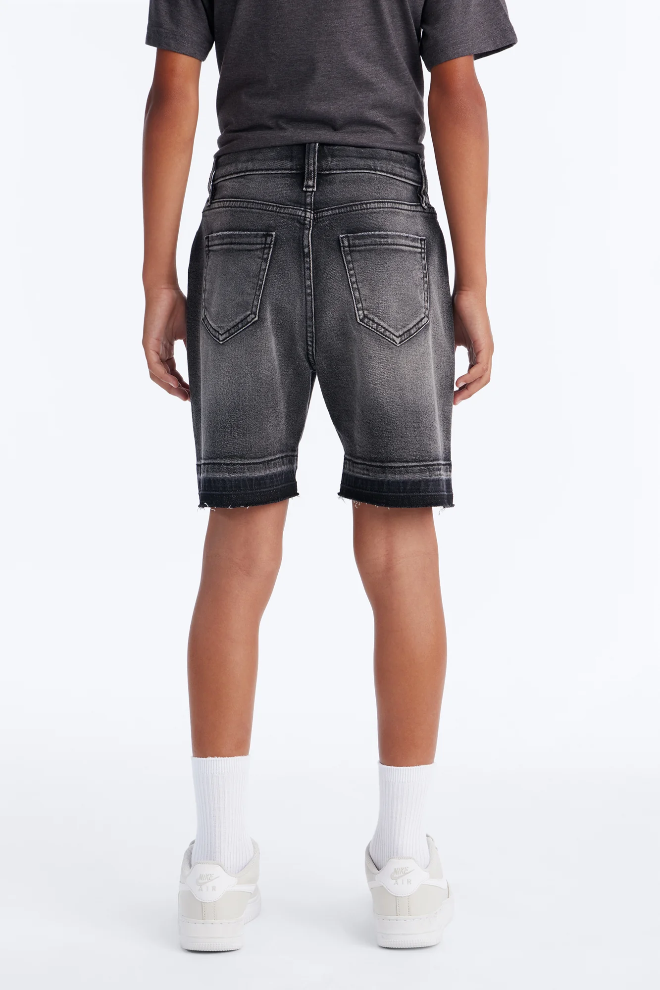 Mini Run Around Relaxed Denim Shorts - Black Wash - Image 4