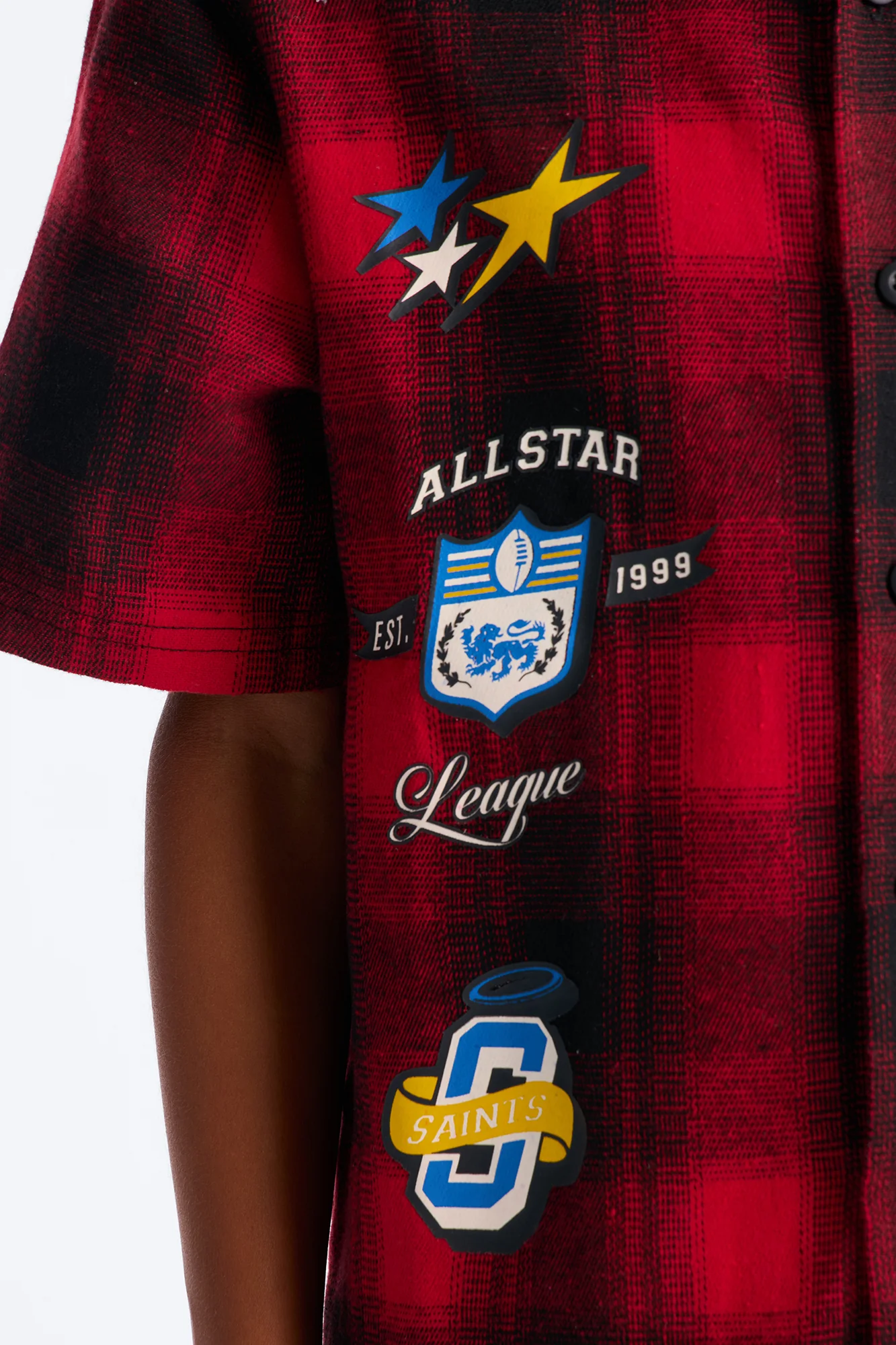 Mini Saints All Star League Front/Back Button Down Shirt - Red/Black - Image 4