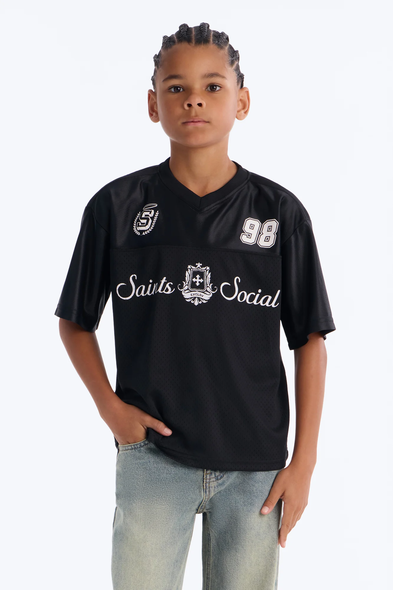 Mini Saints Studios Short Sleeve Soccer Jersey - Black