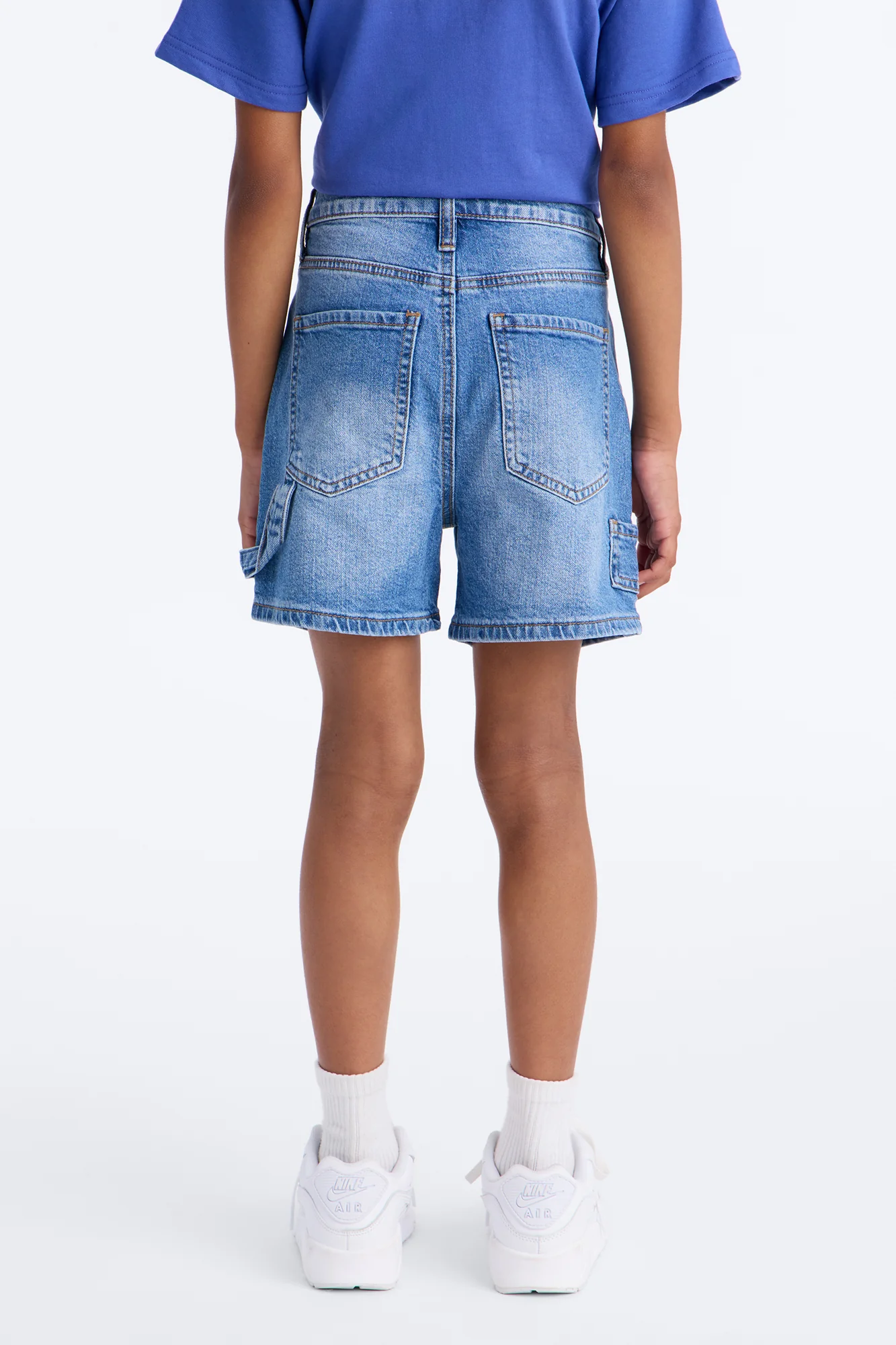 Mini Same Page Stretch Denim Utility Shorts - Medium Wash - Image 3