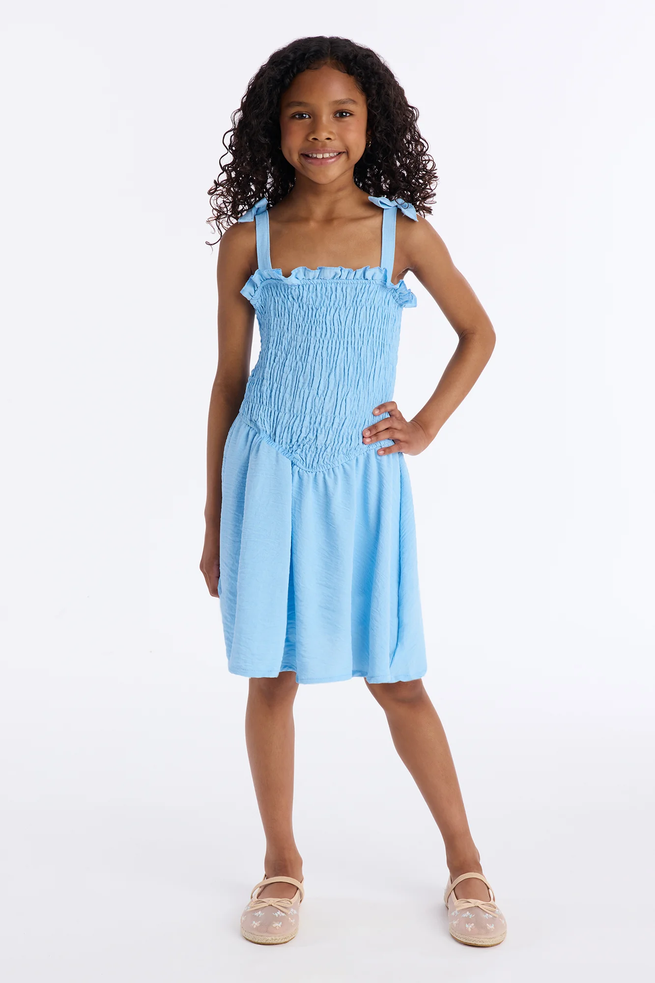 Mini Shaye Smocked Romper - Blue