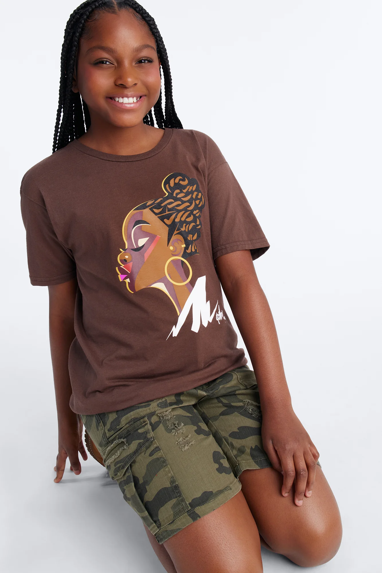 Mini She's A Boss Short Sleeve Tee - Chocolate - Image 3