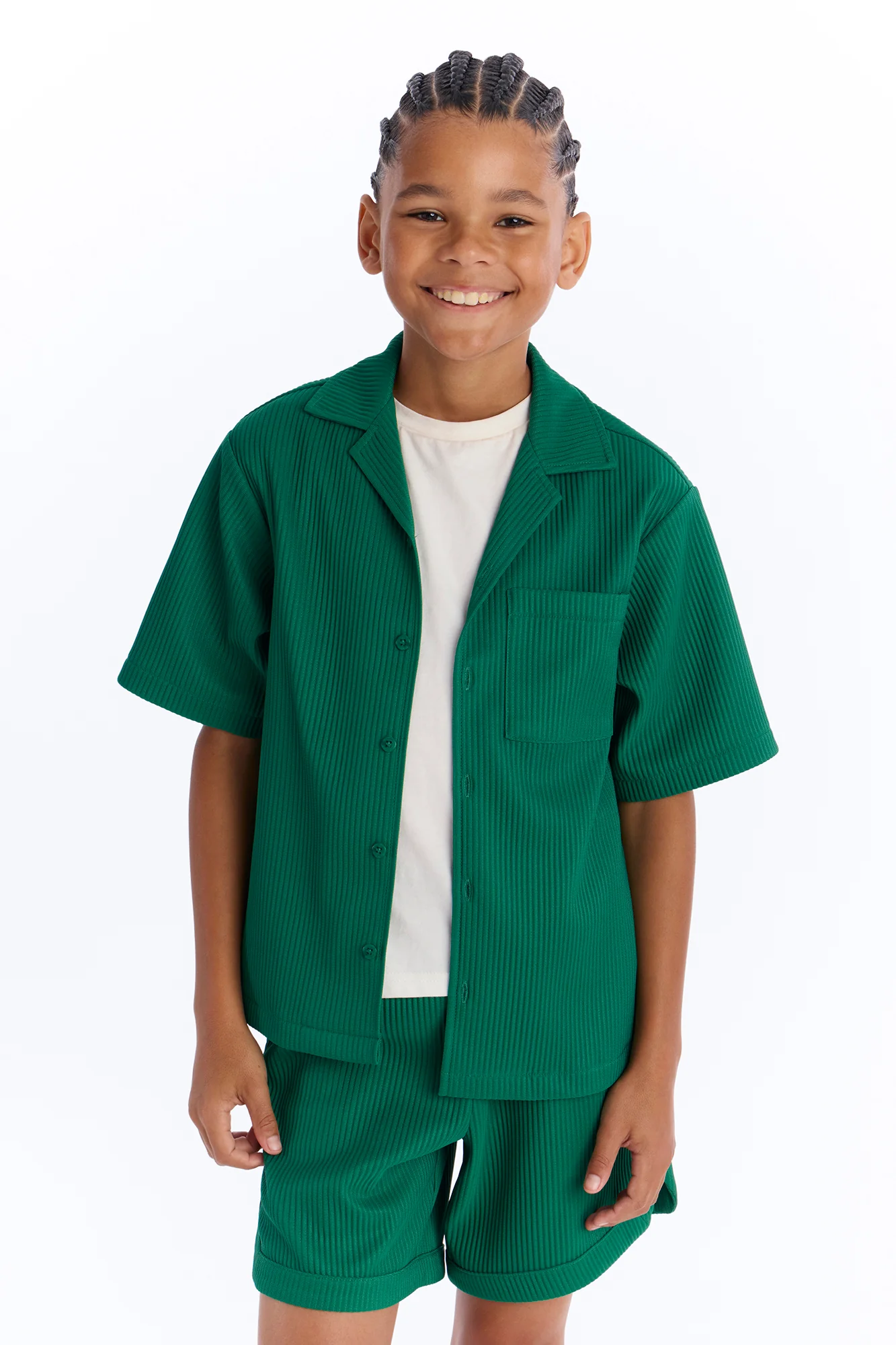 Mini Show Up Short Sleeve Cuban Shirt - Green