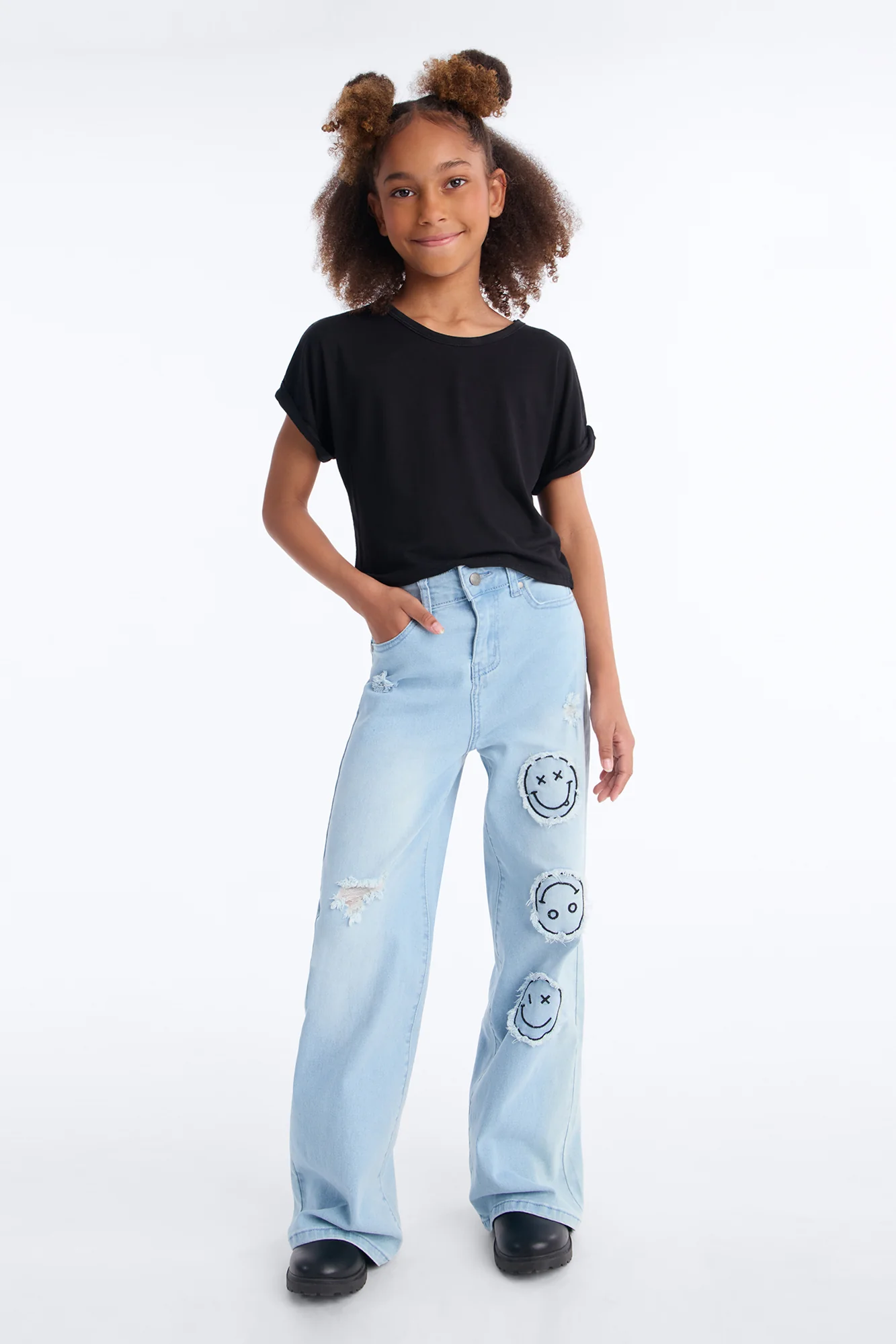 Mini Smiling At You Wide Leg Jeans - Light Wash - Image 3