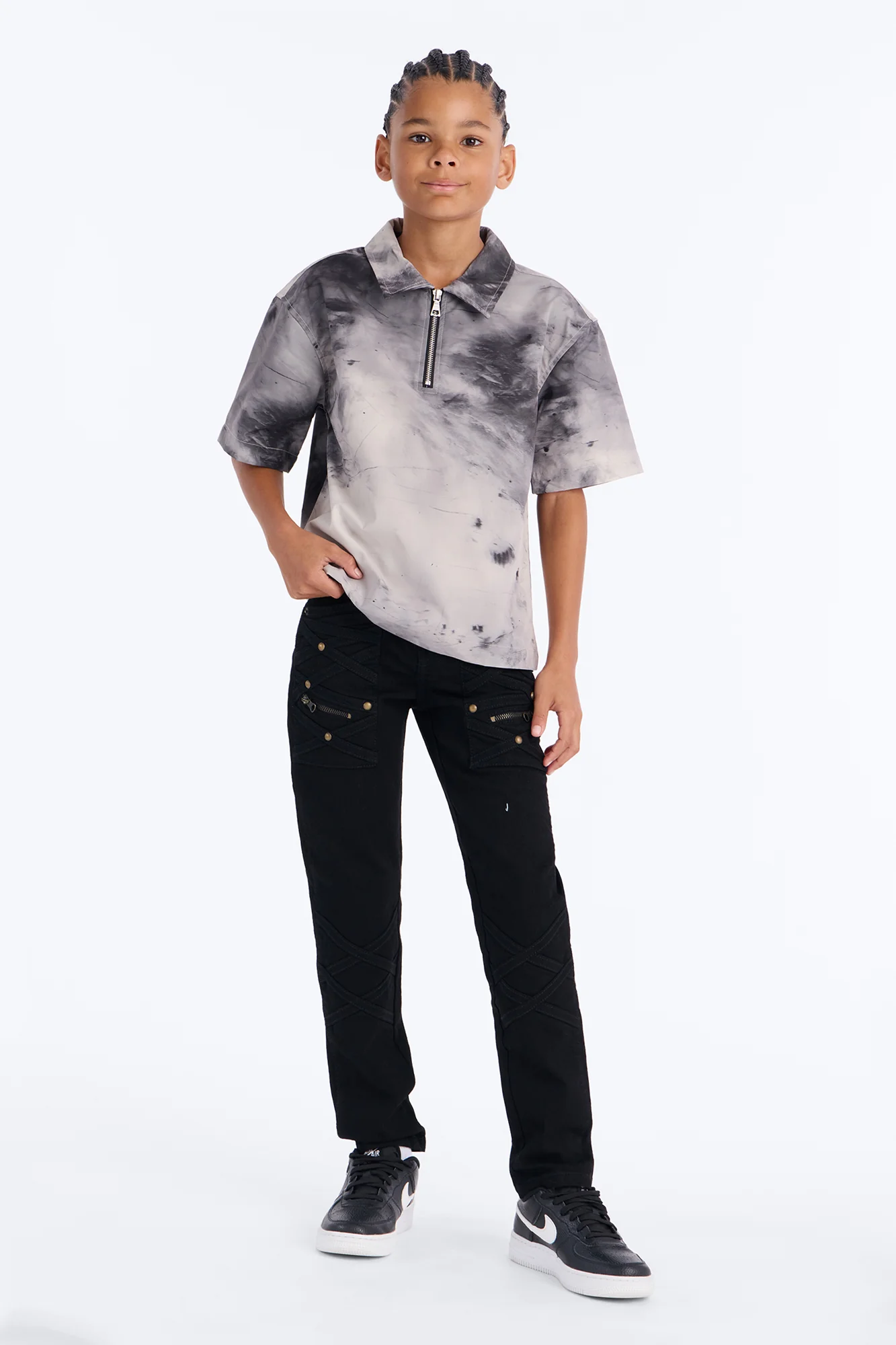 Mini Smokey Zip Polo - Grey - Image 2