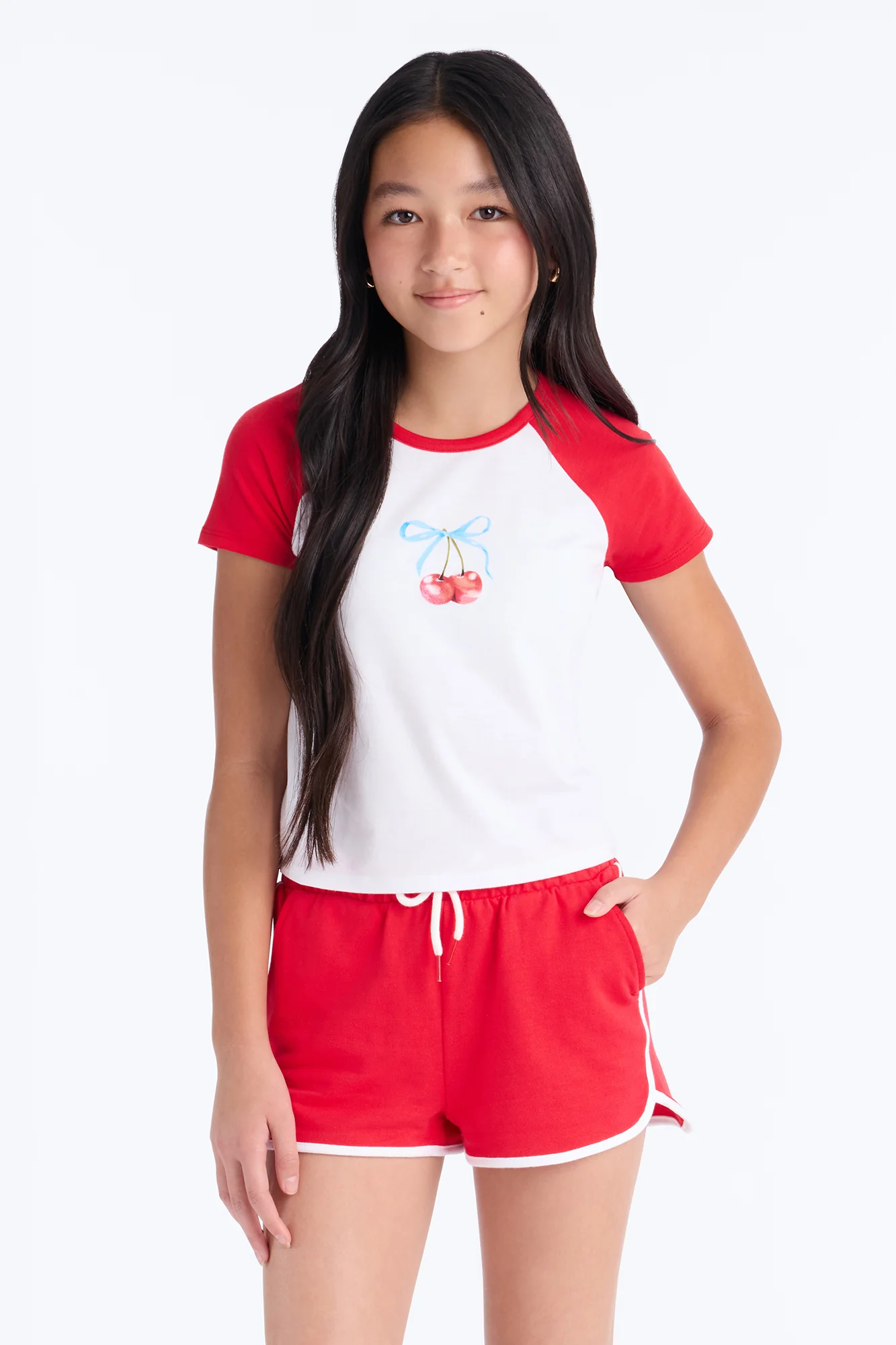 Mini So Very Cherry Short Set - Red/White - Image 2