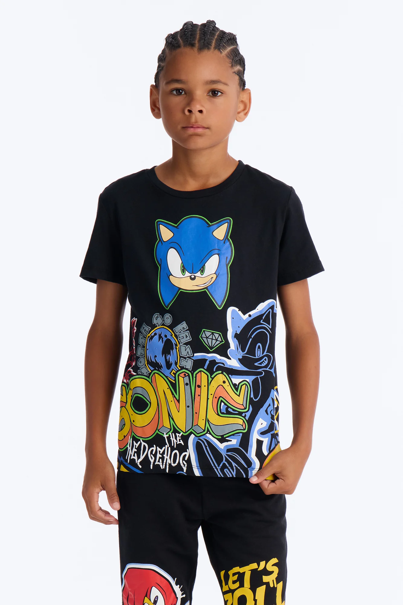 Mini Sonic And Friends Let's Roll Fleece Jogger Pant Set - Black - Image 2