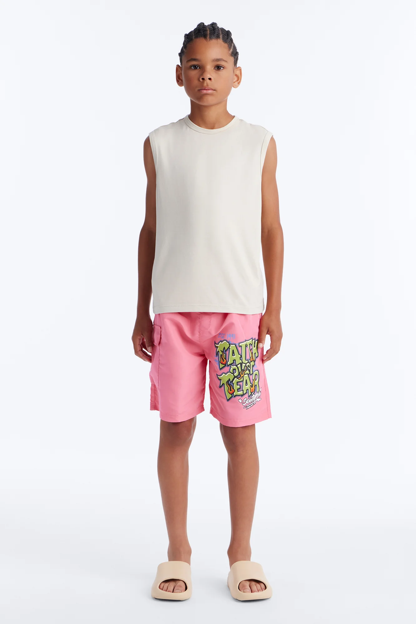 Mini Southpole Faith Over Fear Swim Trunk - Pink - Image 2