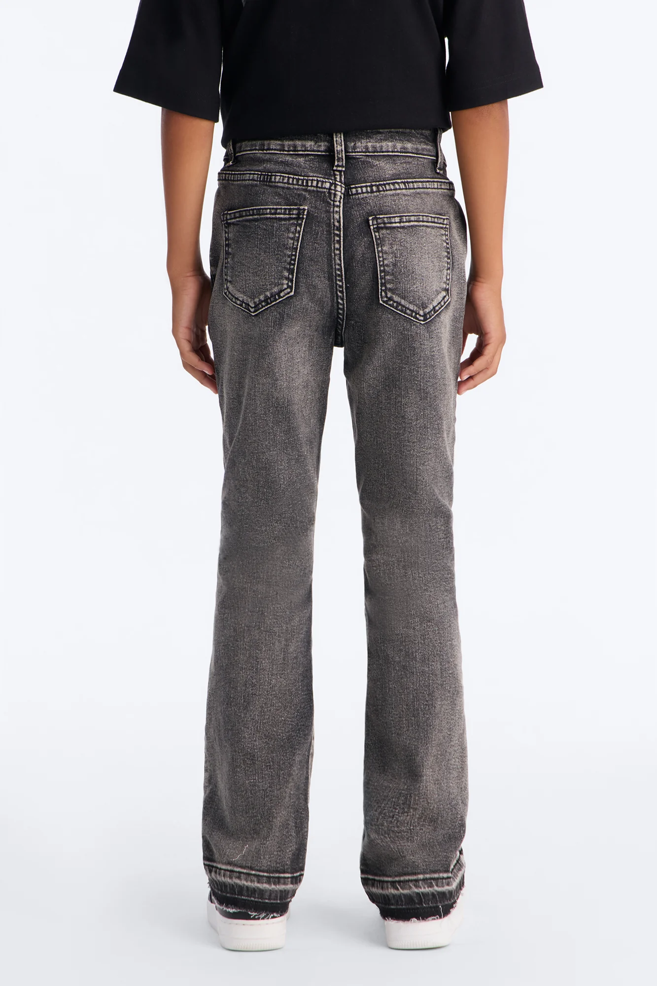 Mini Stacked Skinny Flare Paisley Patch Jean - Grey - Image 4