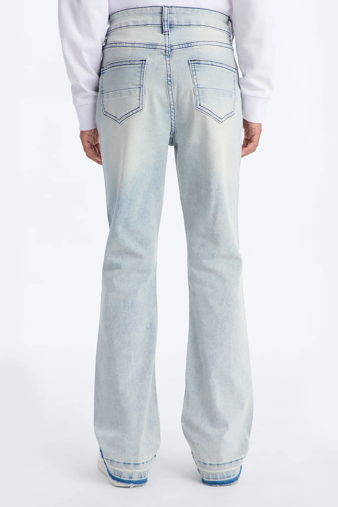Mini Stacked Skinny Flare Street Monarch Jeweled Jean - Light Wash - Image 4