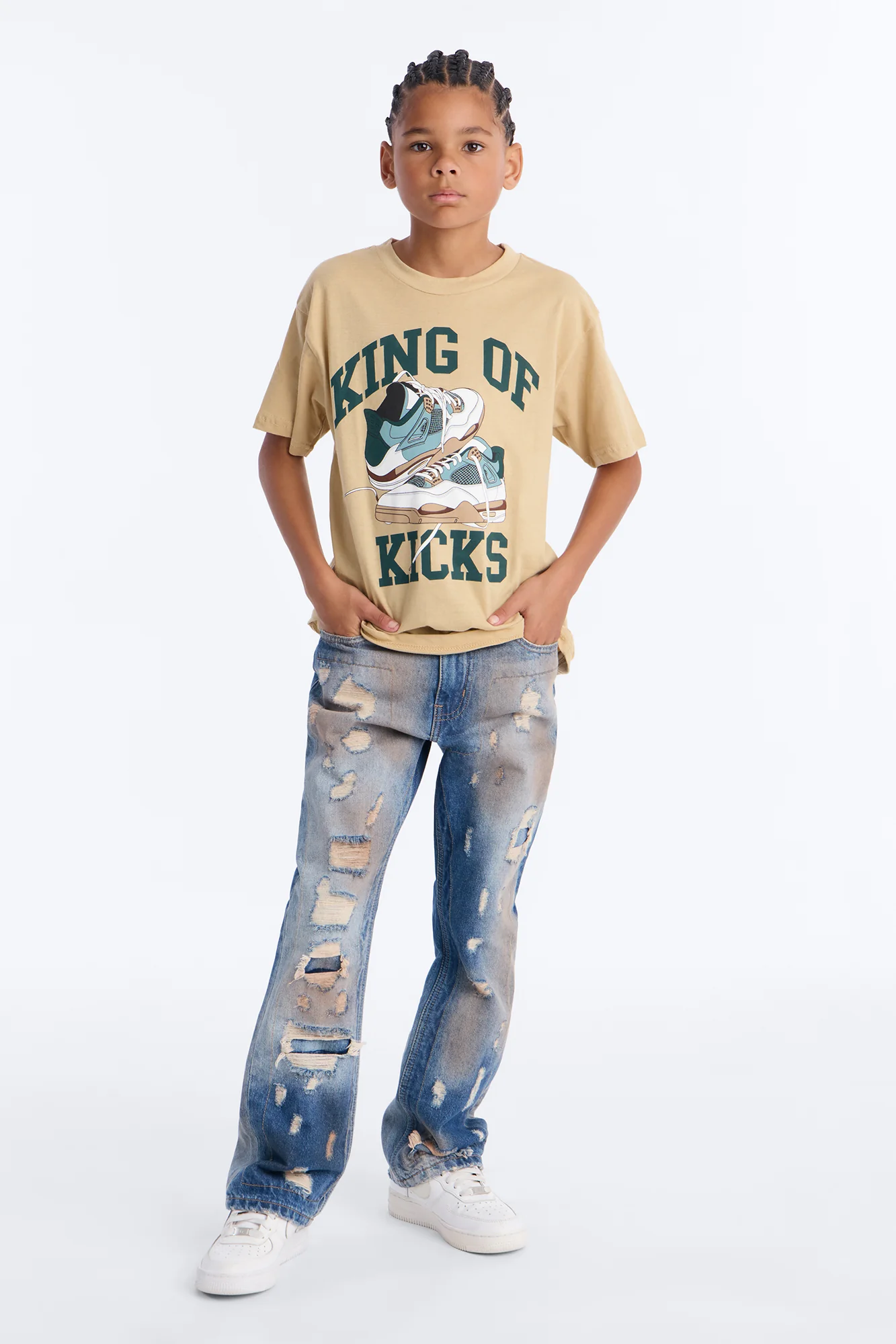 Mini Stacked Slim Flare Razed Jean - Vintage Blue Wash - Image 2