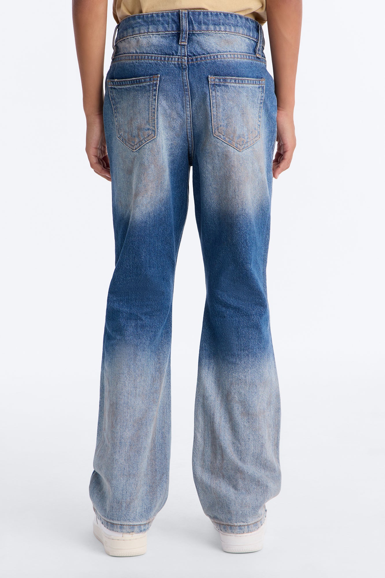 Mini Stacked Slim Flare Razed Jean - Vintage Blue Wash - Image 4