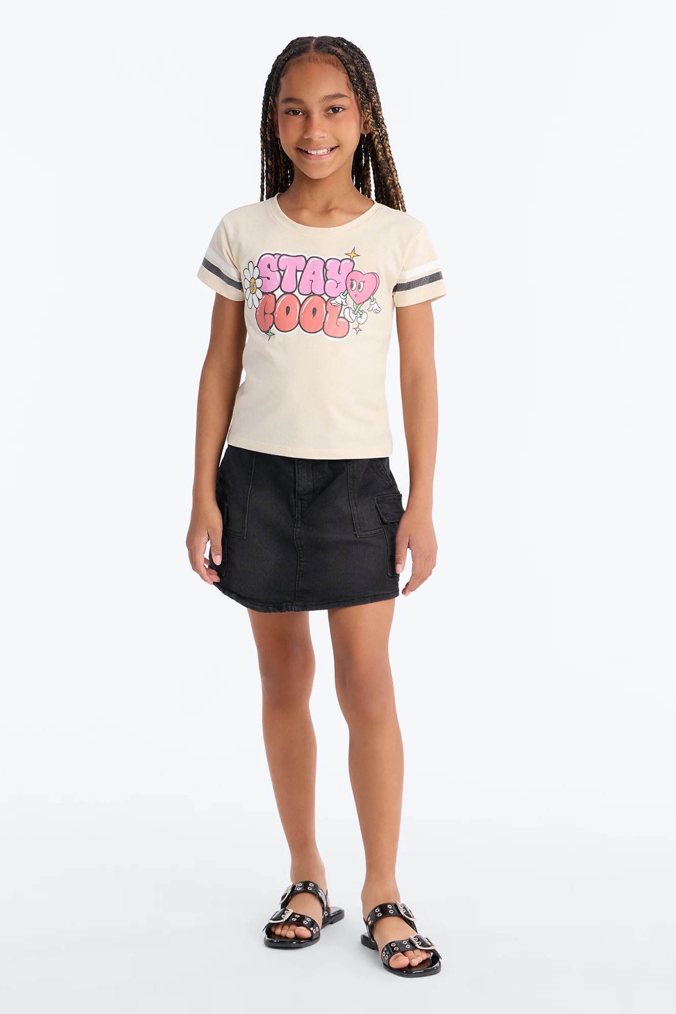 Mini Staying Determined Denim Skort - Black Wash