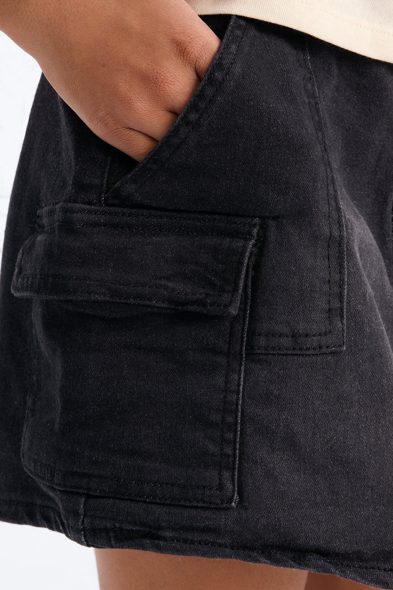 Mini Staying Determined Denim Skort - Black Wash - Image 3