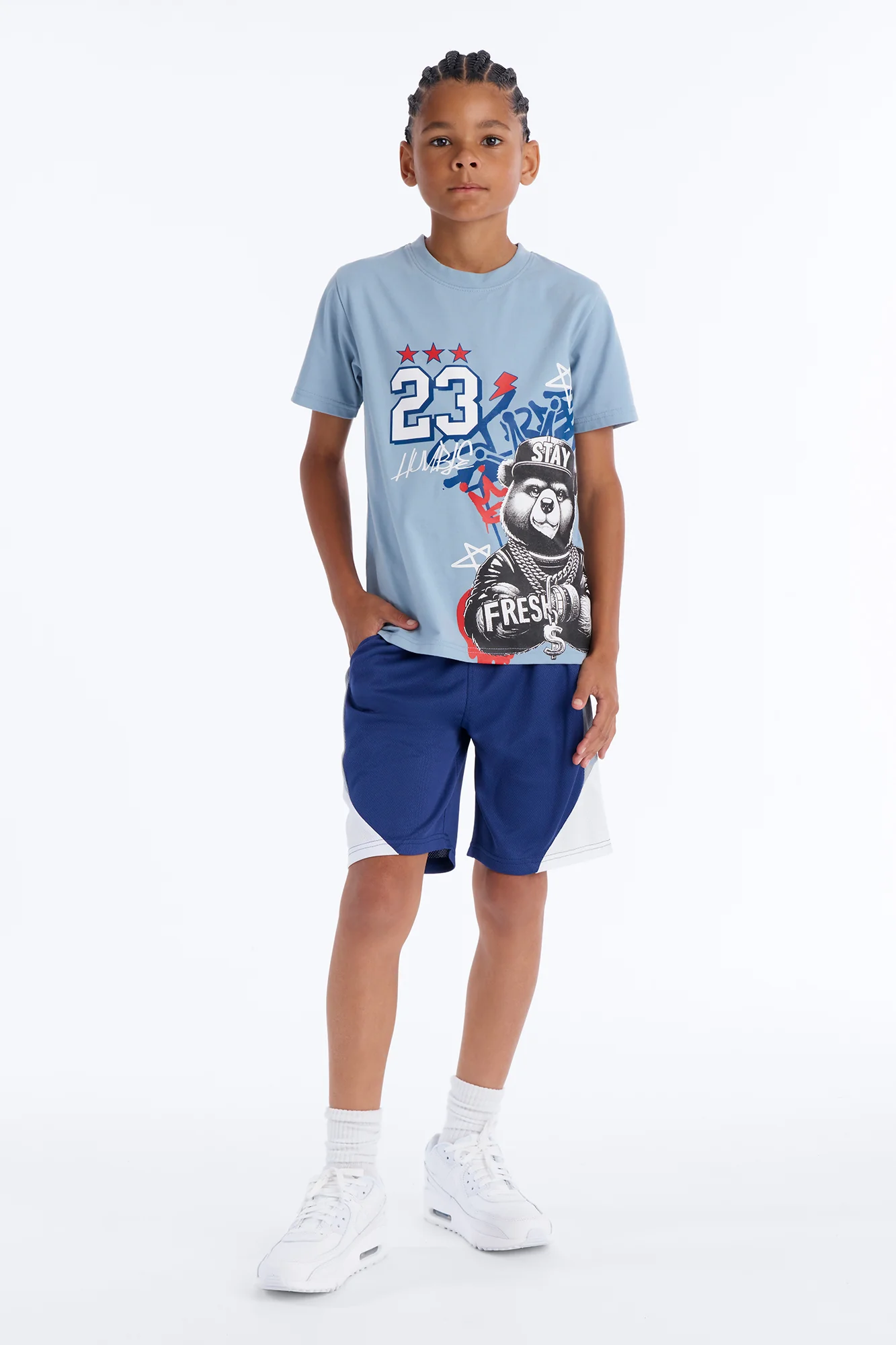 Mini Staying Fresh Mesh Short Set - Blue/combo