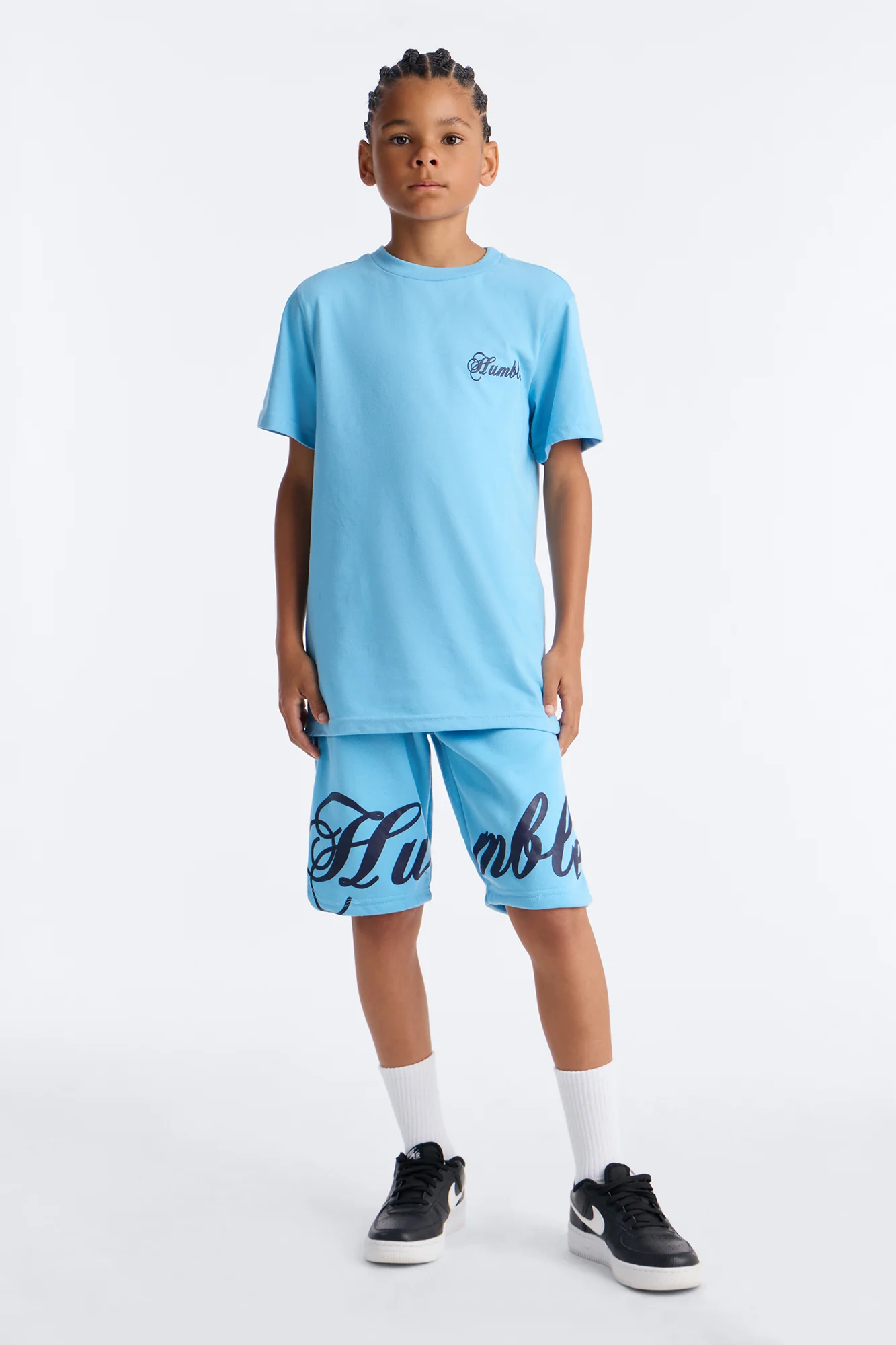 Mini Staying Humble Short Set - Light Blue