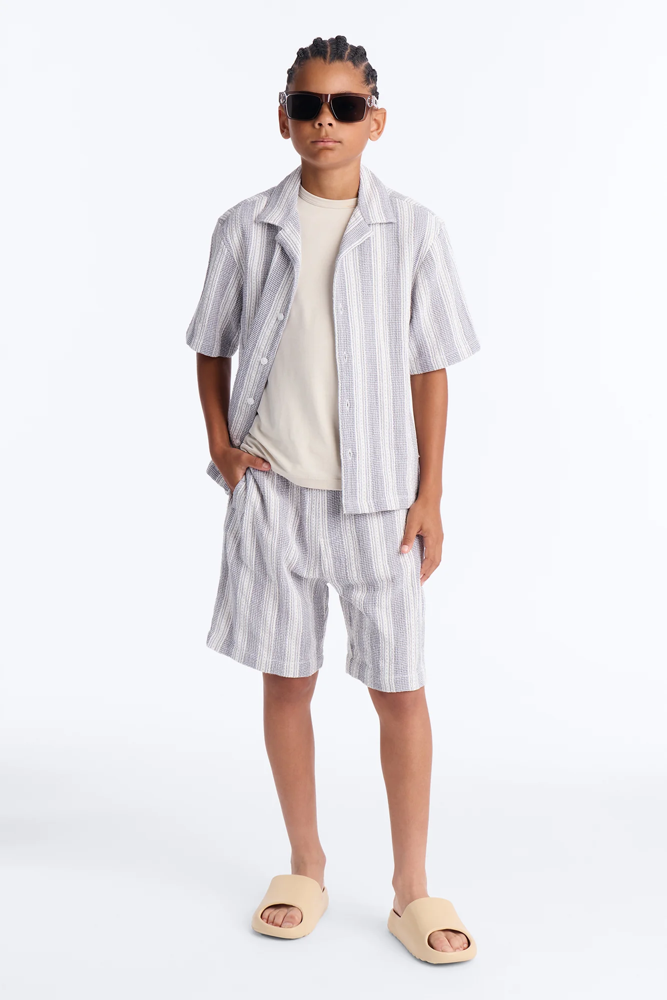 Mini Staying On Top Textured Shorts - Grey/combo - Image 2