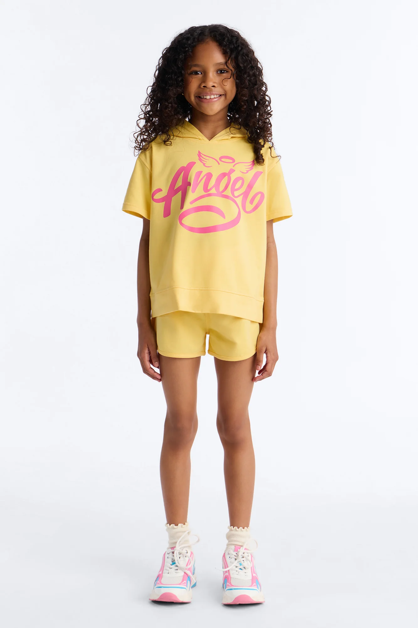 Mini Still An Angel Short Set - Butter Yellow