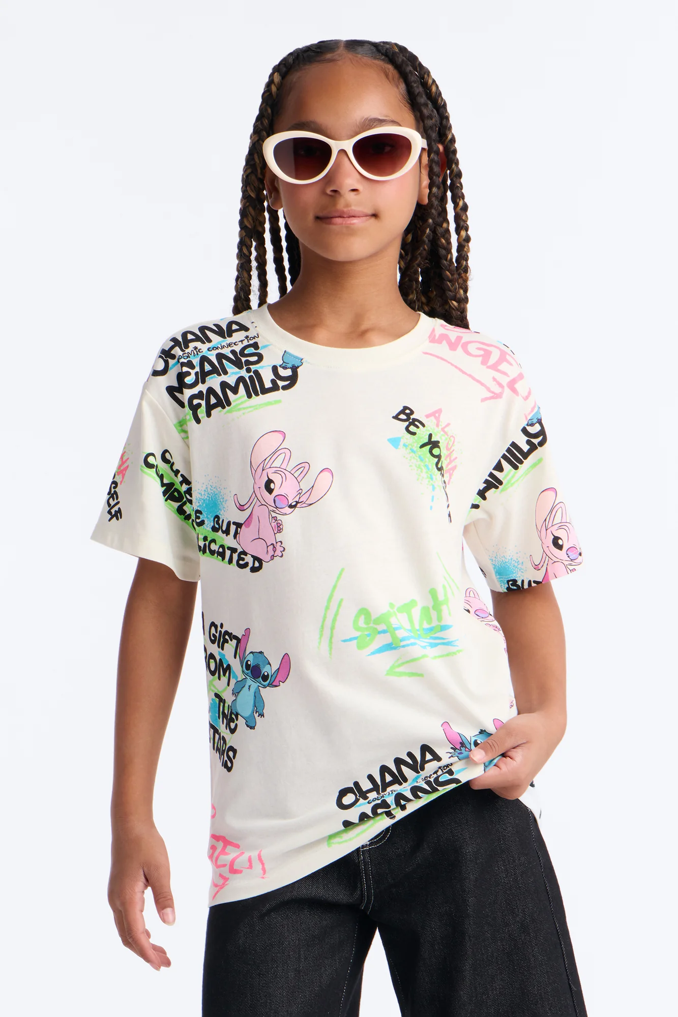 Mini Stitch And Angel Cute But Complicated Short Sleeve Tee - Cream