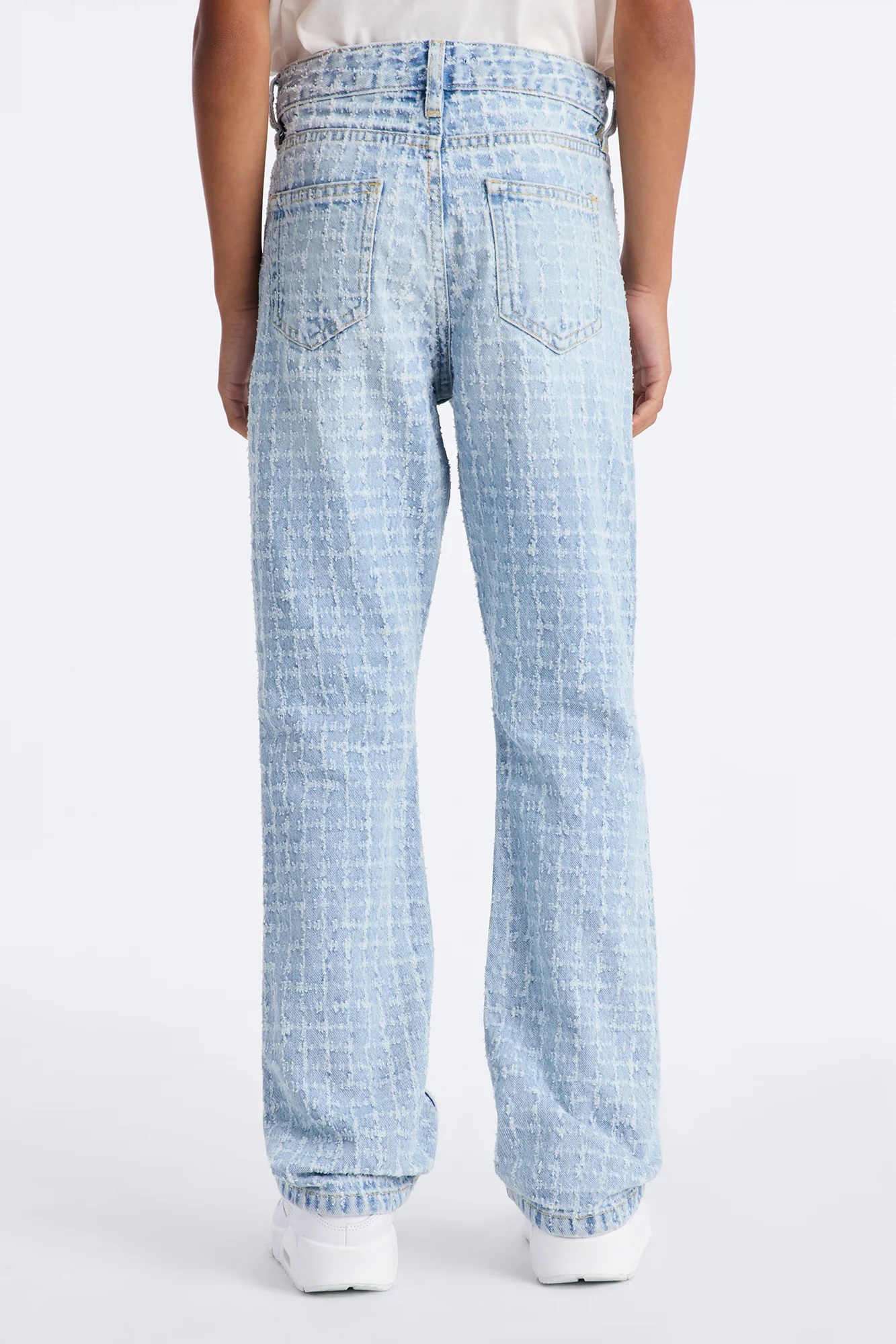 Mini Straight Flare Windowpane Jean - Light Wash - Image 6
