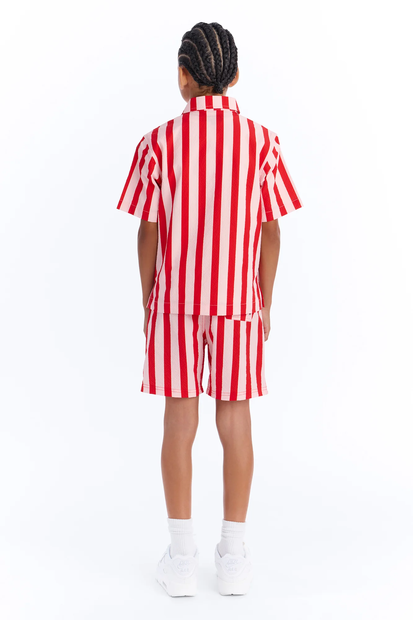 Mini Striped Party Seersucker Button Up Shirt - Red - Image 5