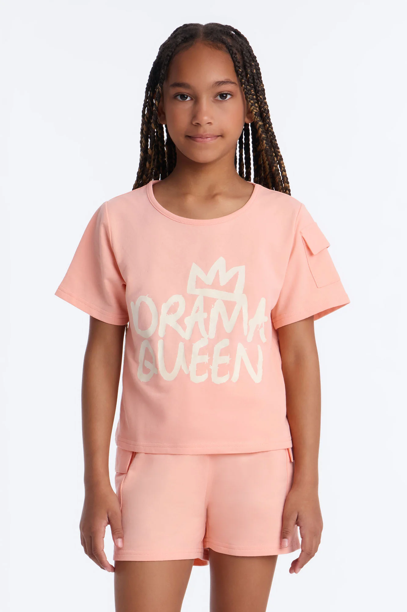 Mini Such A Drama Queen Short Set - Coral - Image 2