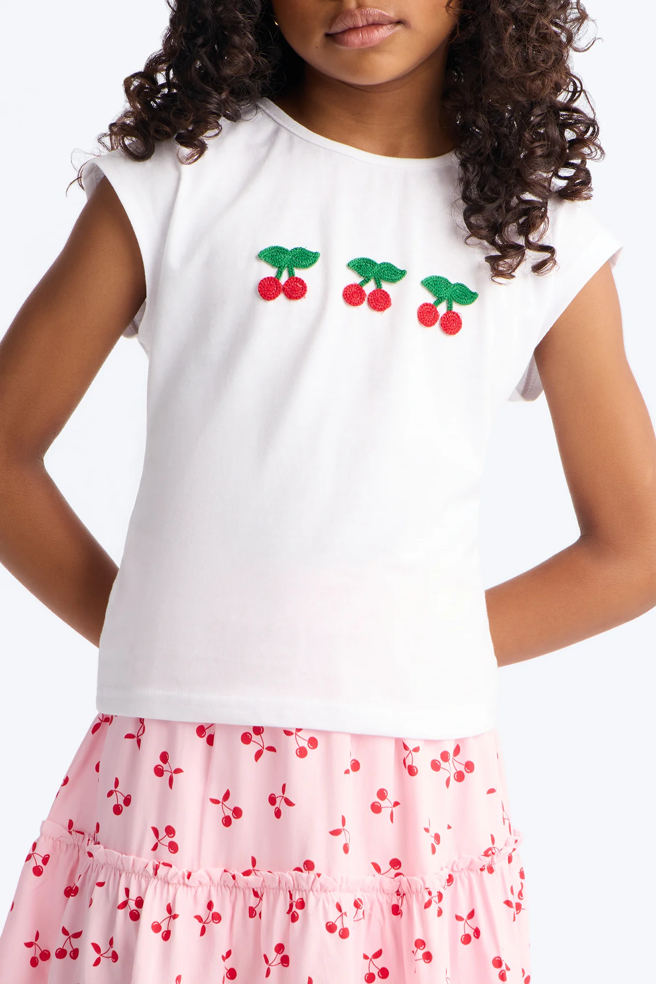 Mini Sweetie Pie Cherry Skirt Set - White/Pink - Image 3