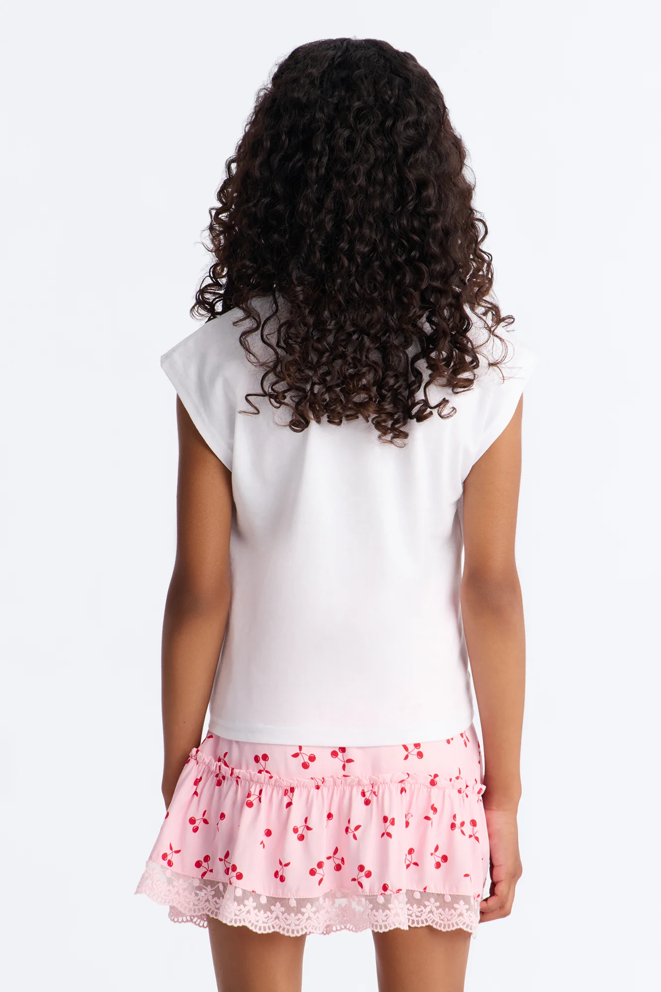 Mini Sweetie Pie Cherry Skirt Set - White/Pink - Image 4