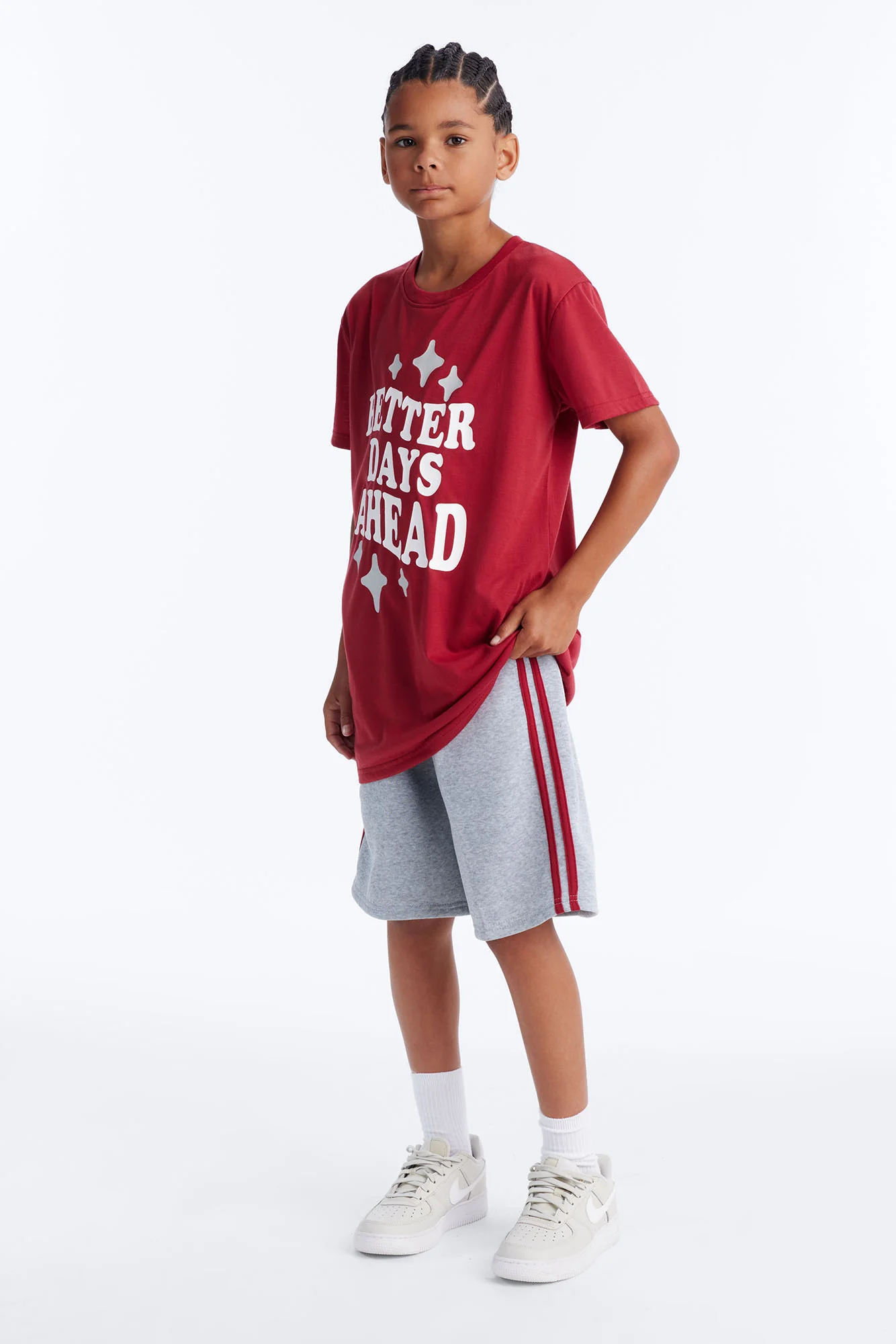 Mini There Are Better Days Ahead Short Set - Burgundy/combo