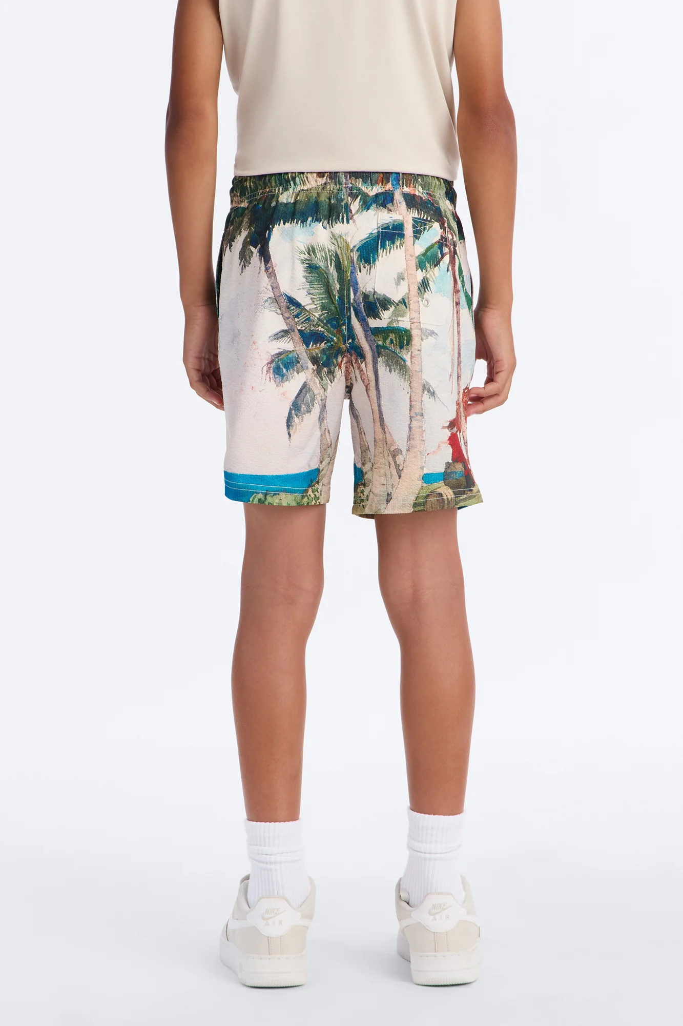 Mini Tropical Get Away Printed Seersucker Swim Trunk - Multi Color