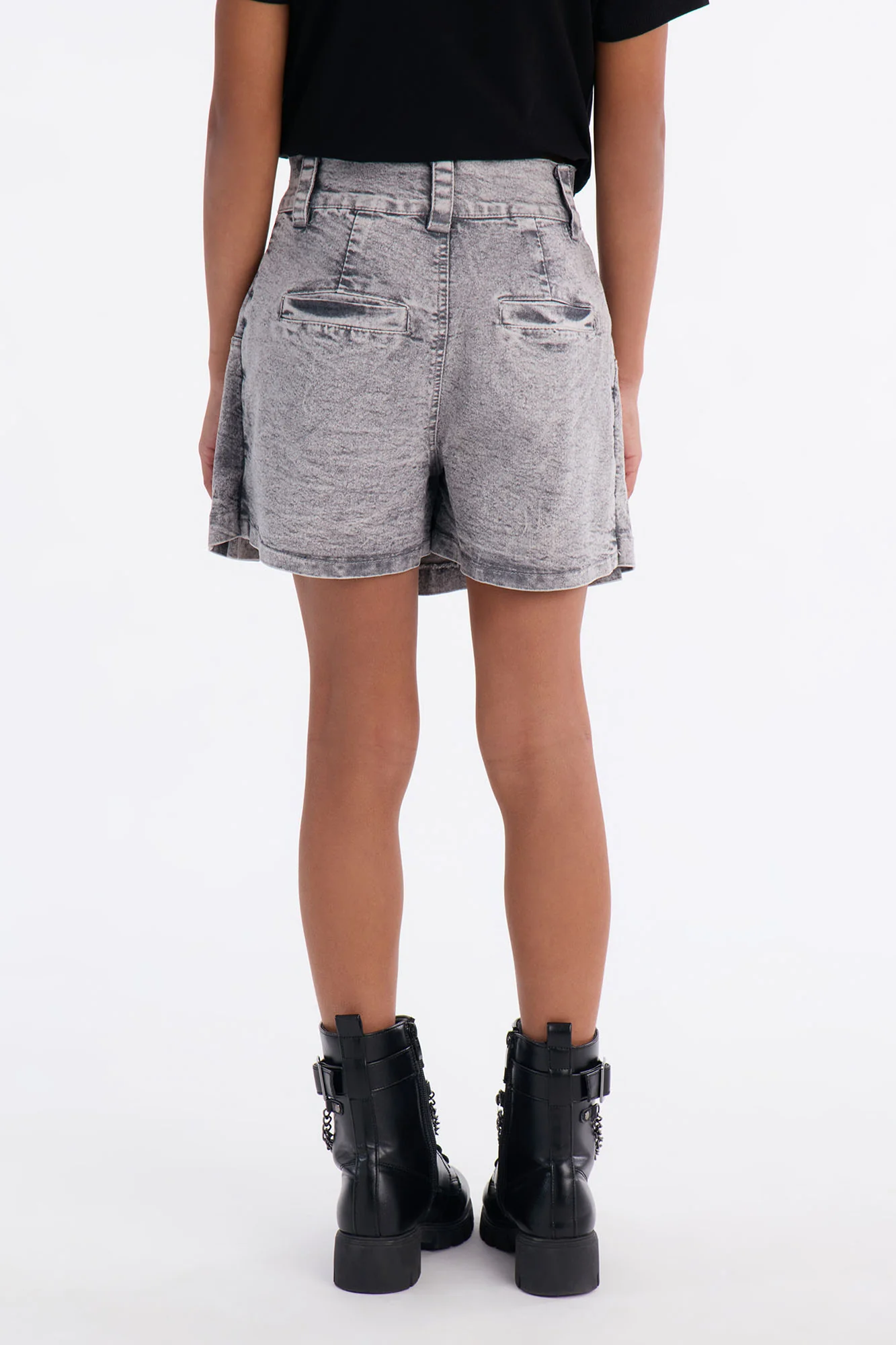 Mini Trust In It Denim Shorts - Grey - Image 3