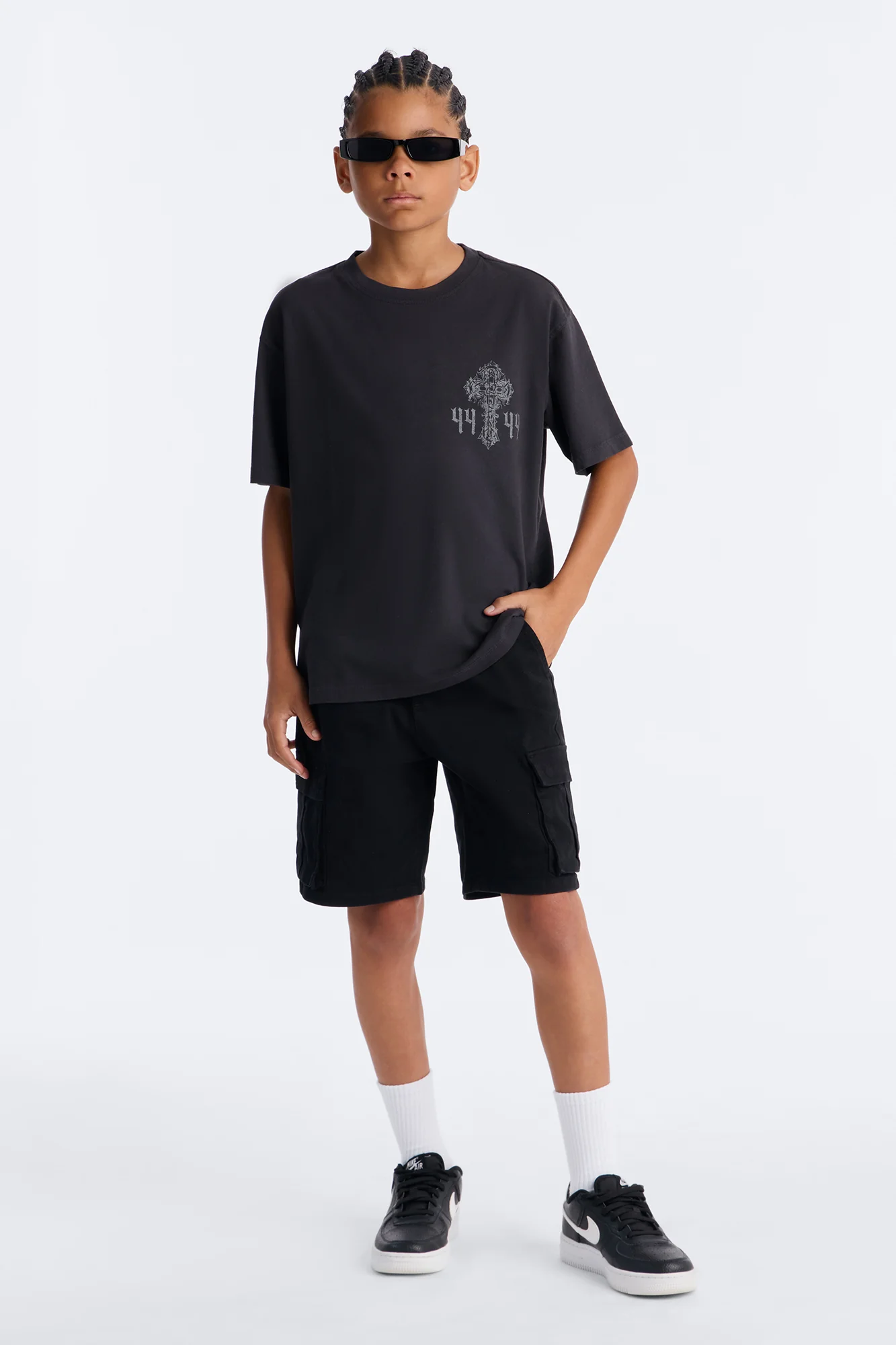 Mini Twill Volley Cargo Shorts - Black