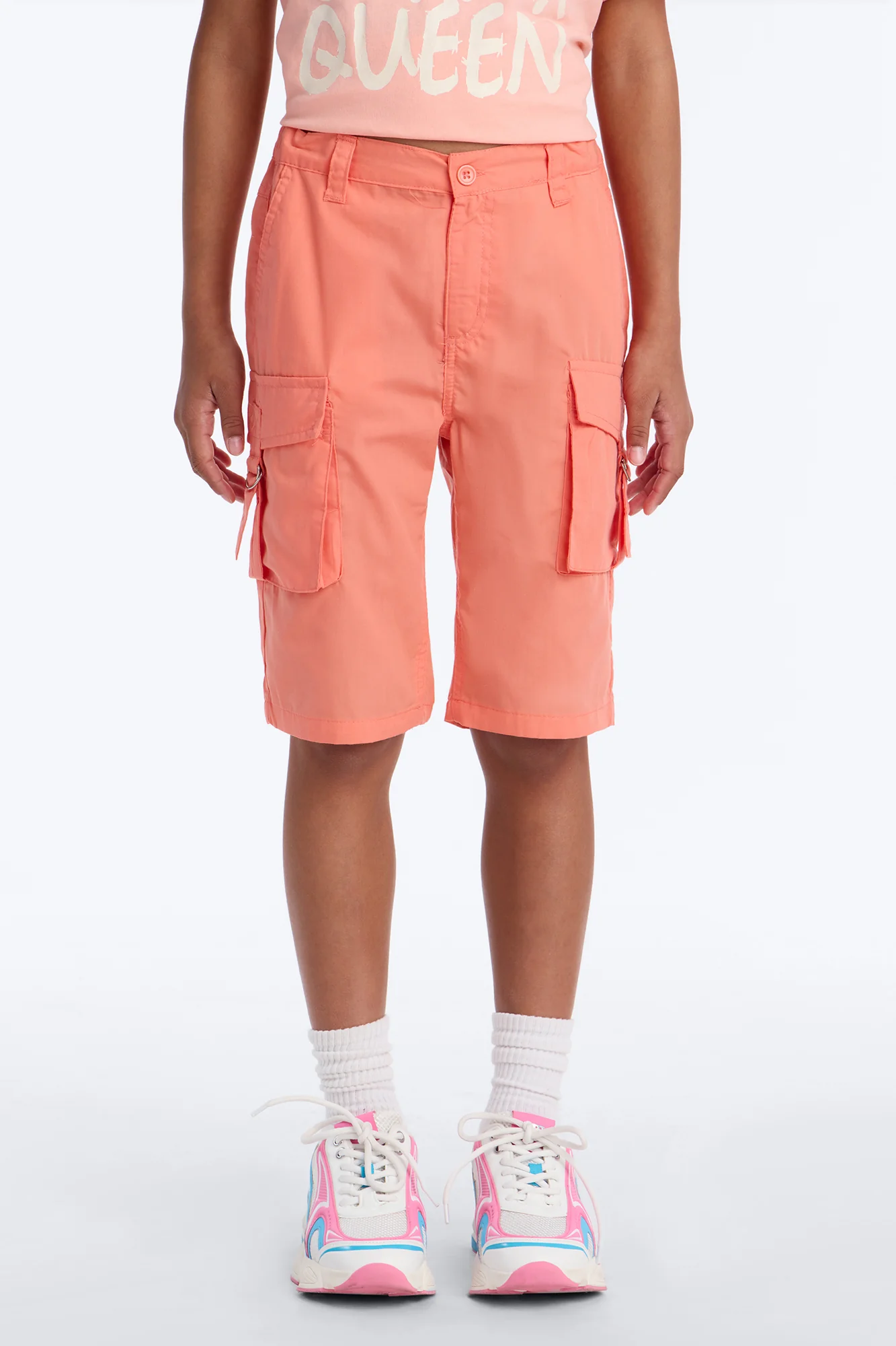 Mini Victoria Cargo Bermuda Shorts - Orange