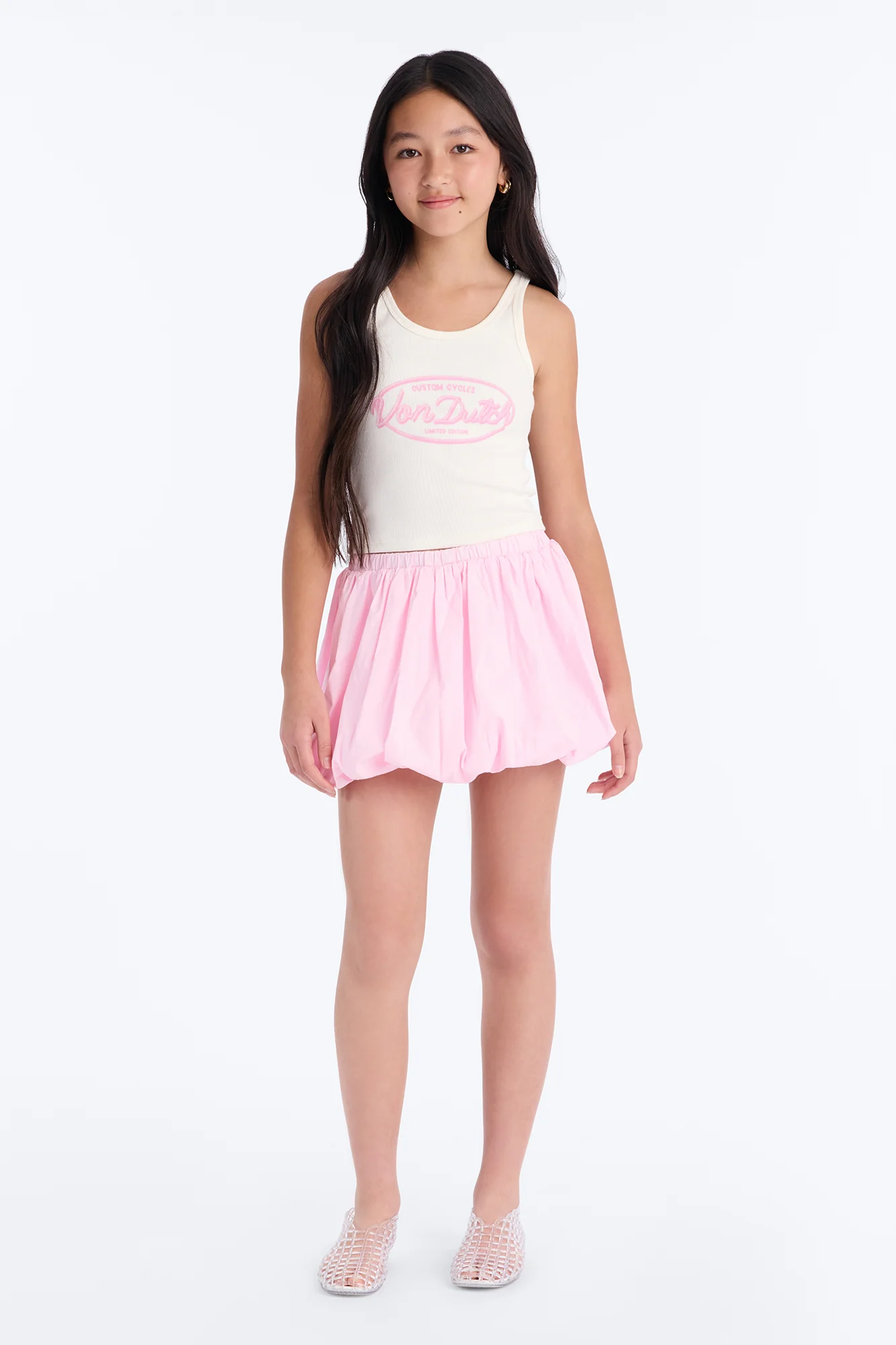 Mini Von Dutch Custom Cycles Ribbed Tank Top - Cream - Image 2