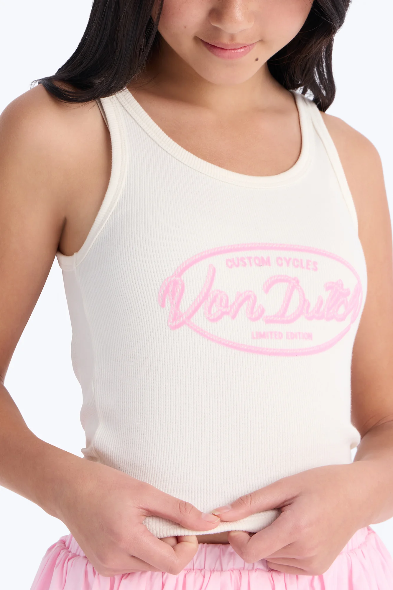 Mini Von Dutch Custom Cycles Ribbed Tank Top - Cream - Image 3