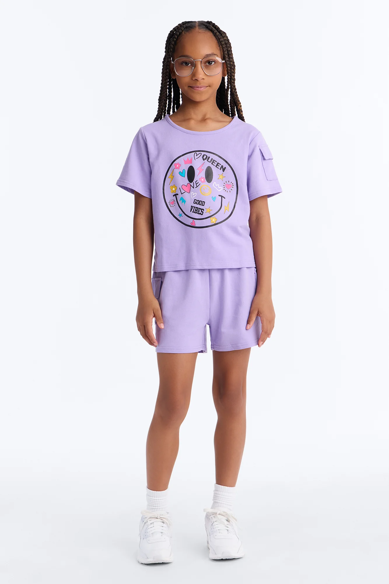 Mini Wanna See You Smile Short Set - Lavender