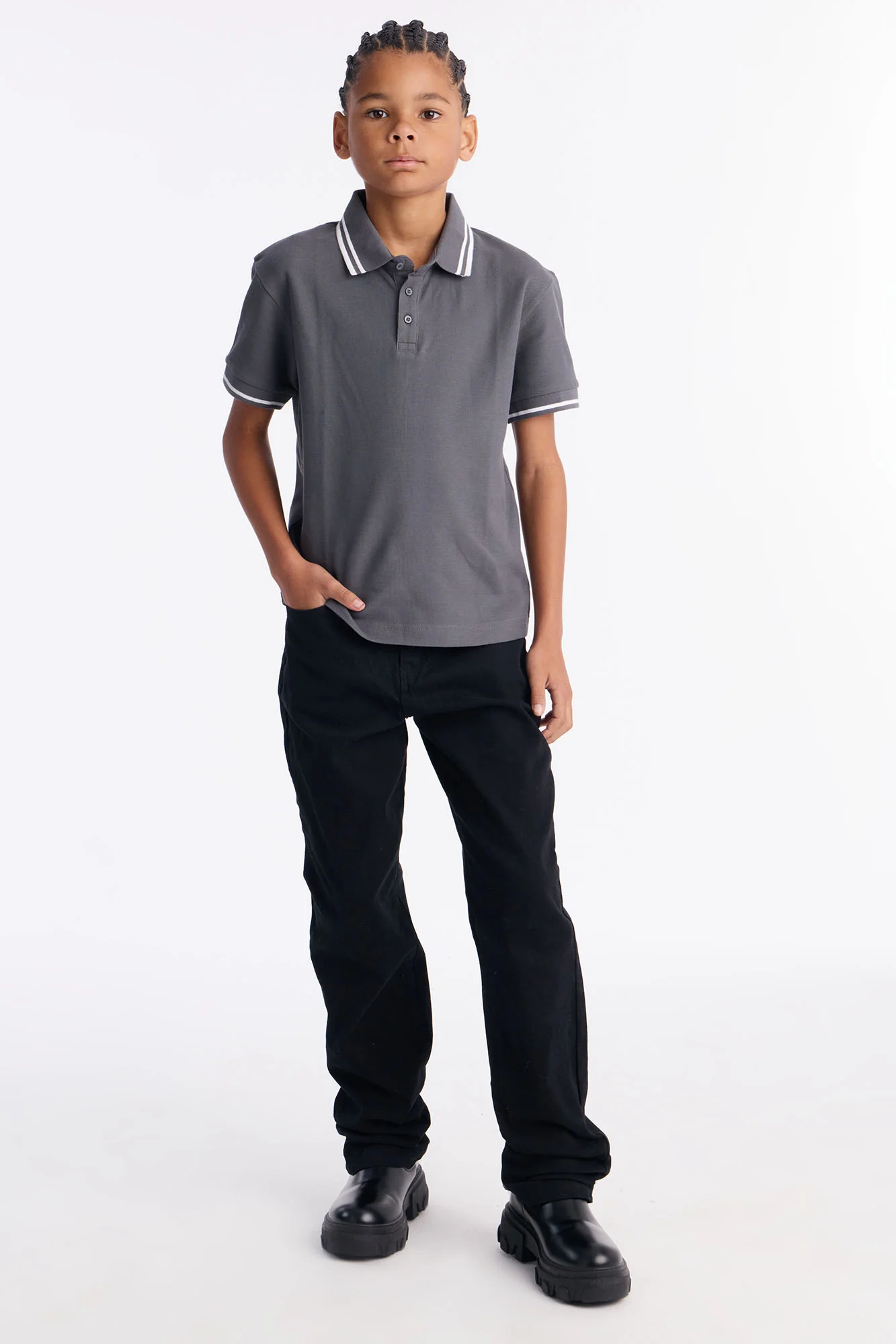 Mini Wilson Short Sleeve Polo - Charcoal - Image 2