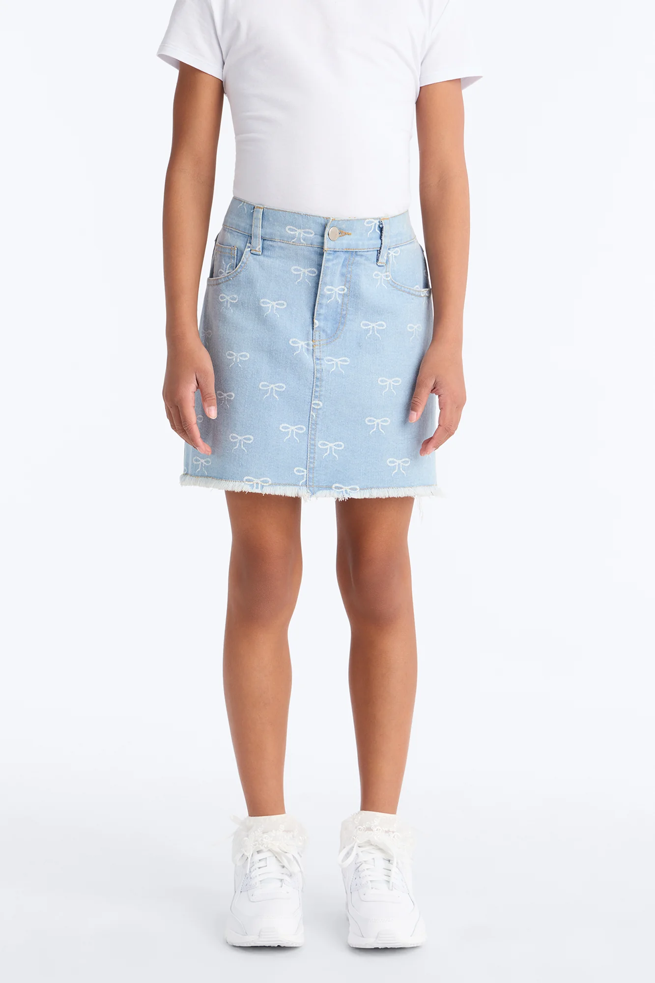 Mini Wonderful Bows Denim Skirt - Medium Wash - Image 2