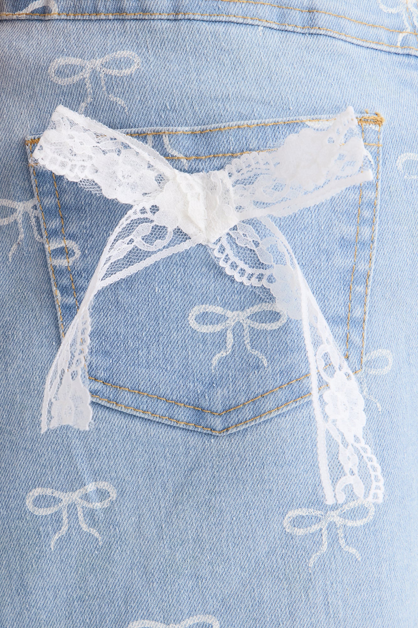 Mini Wonderful Bows Denim Skirt - Medium Wash - Image 3