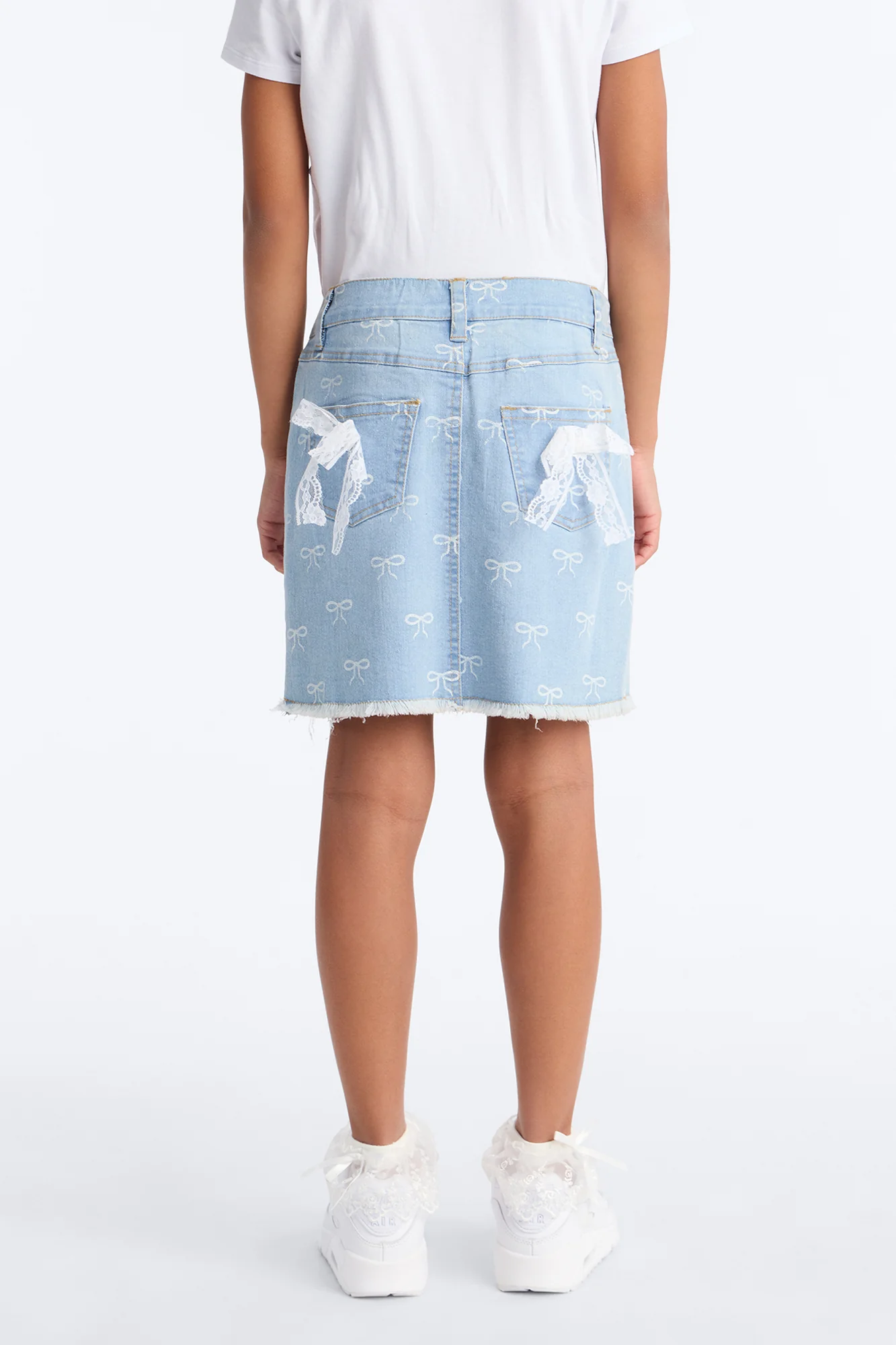 Mini Wonderful Bows Denim Skirt - Medium Wash - Image 4