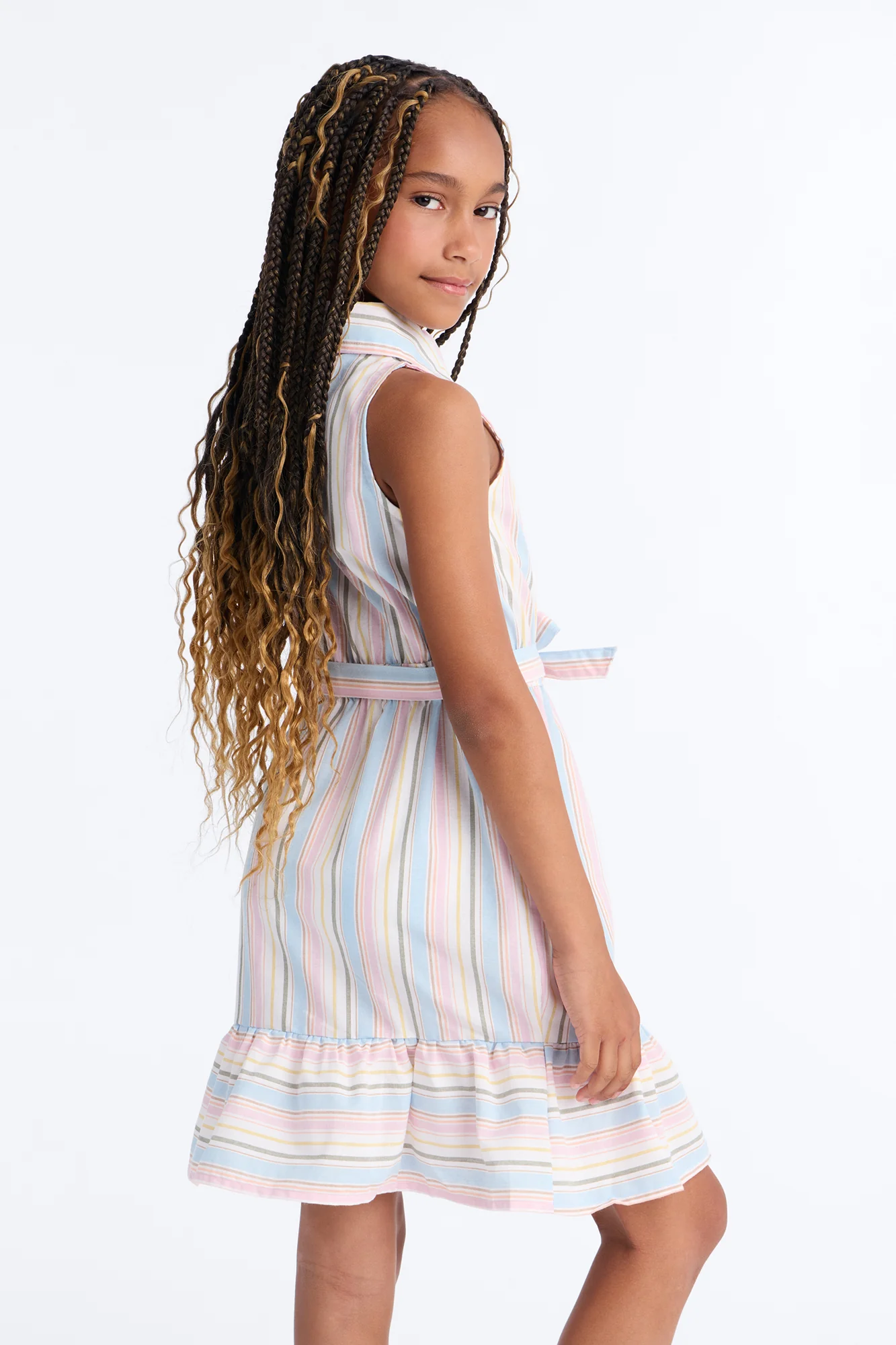 Mini You Are My Sunshine Sleeveless Shirt Dress - Multi Color - Image 3