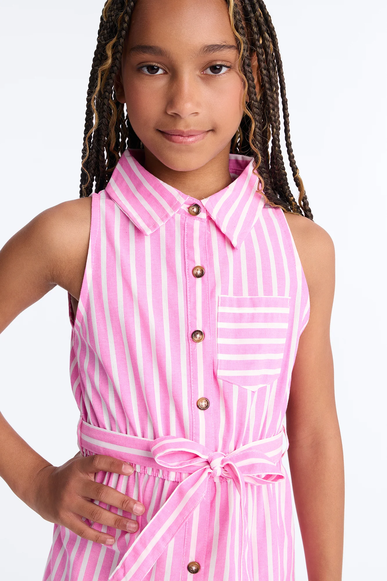 Mini You Are My Sunshine Sleeveless Shirt Dress - Pink/combo - Image 2
